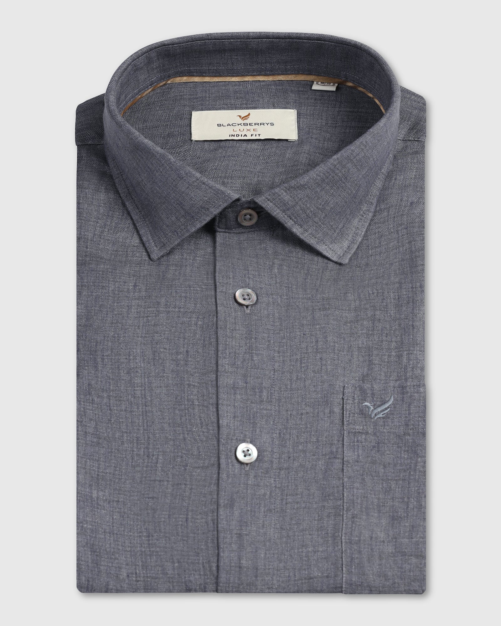 Linen Casual Grey Solid Shirt - Bayek - Image 5