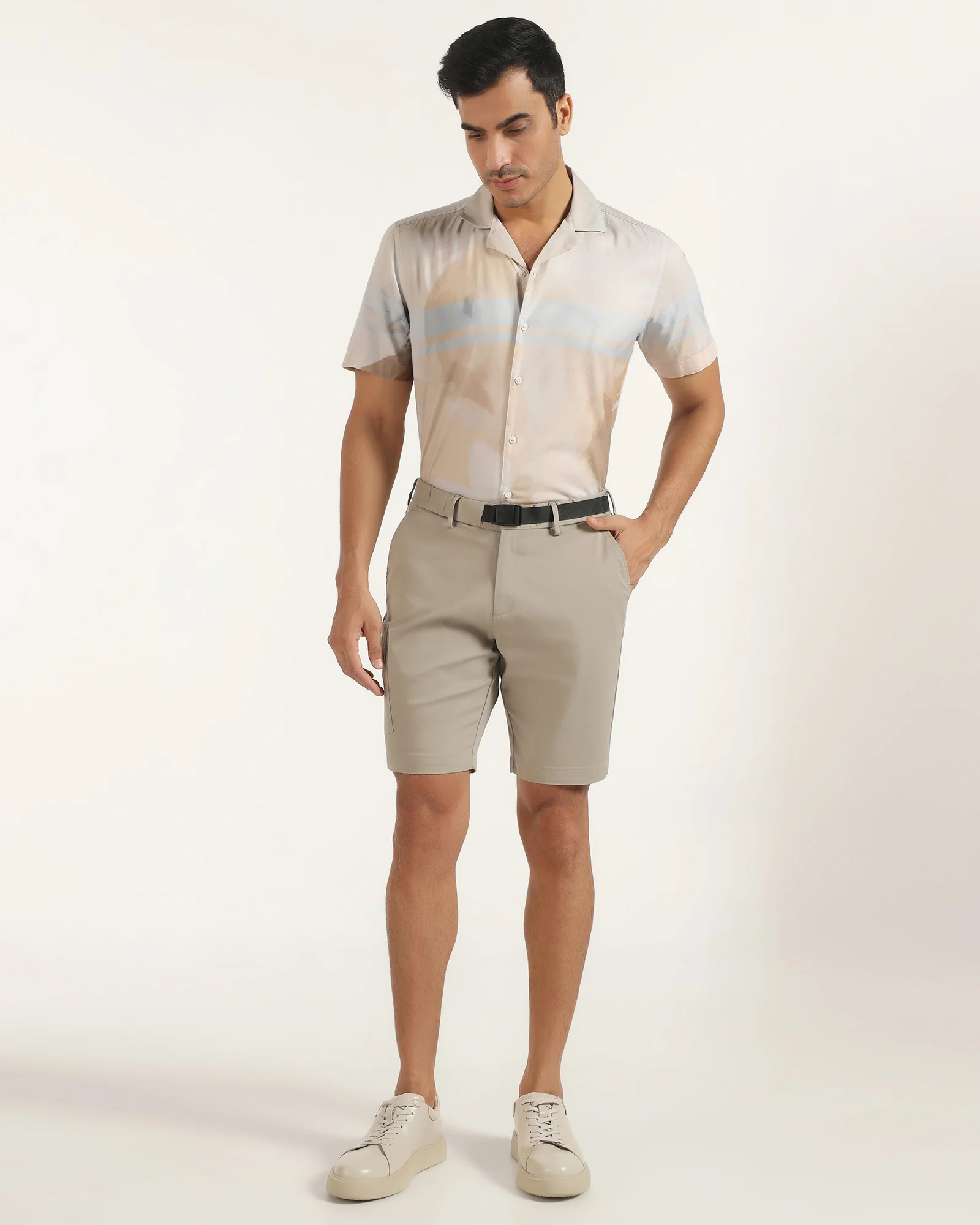 Linen Casual Half Sleeve Ochre Printed Shirt - Avery - Image 8