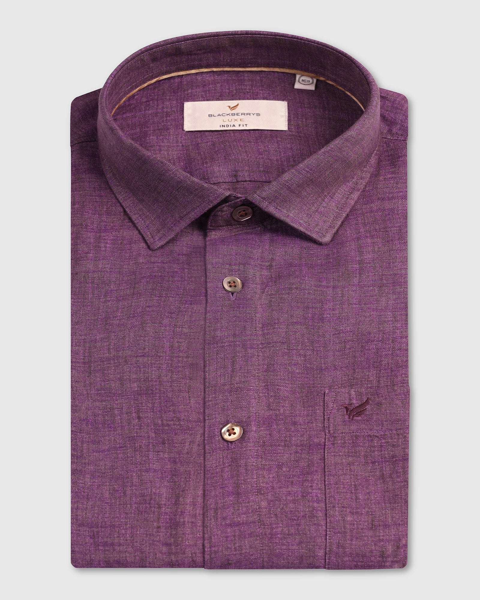 Linen Casual Lavender Solid Shirt - Bayek - Image 5