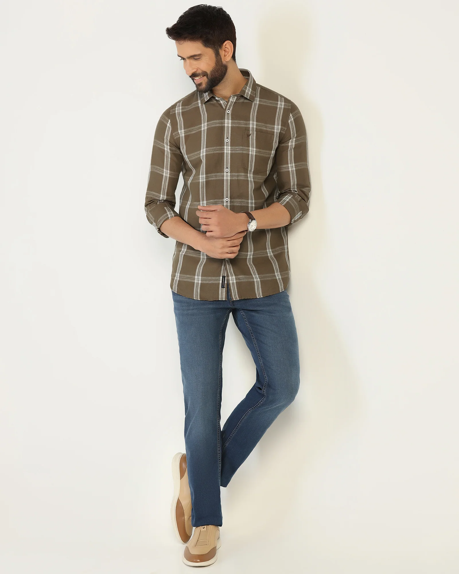 Linen Casual Natural Check Shirt - Yori - Image 7