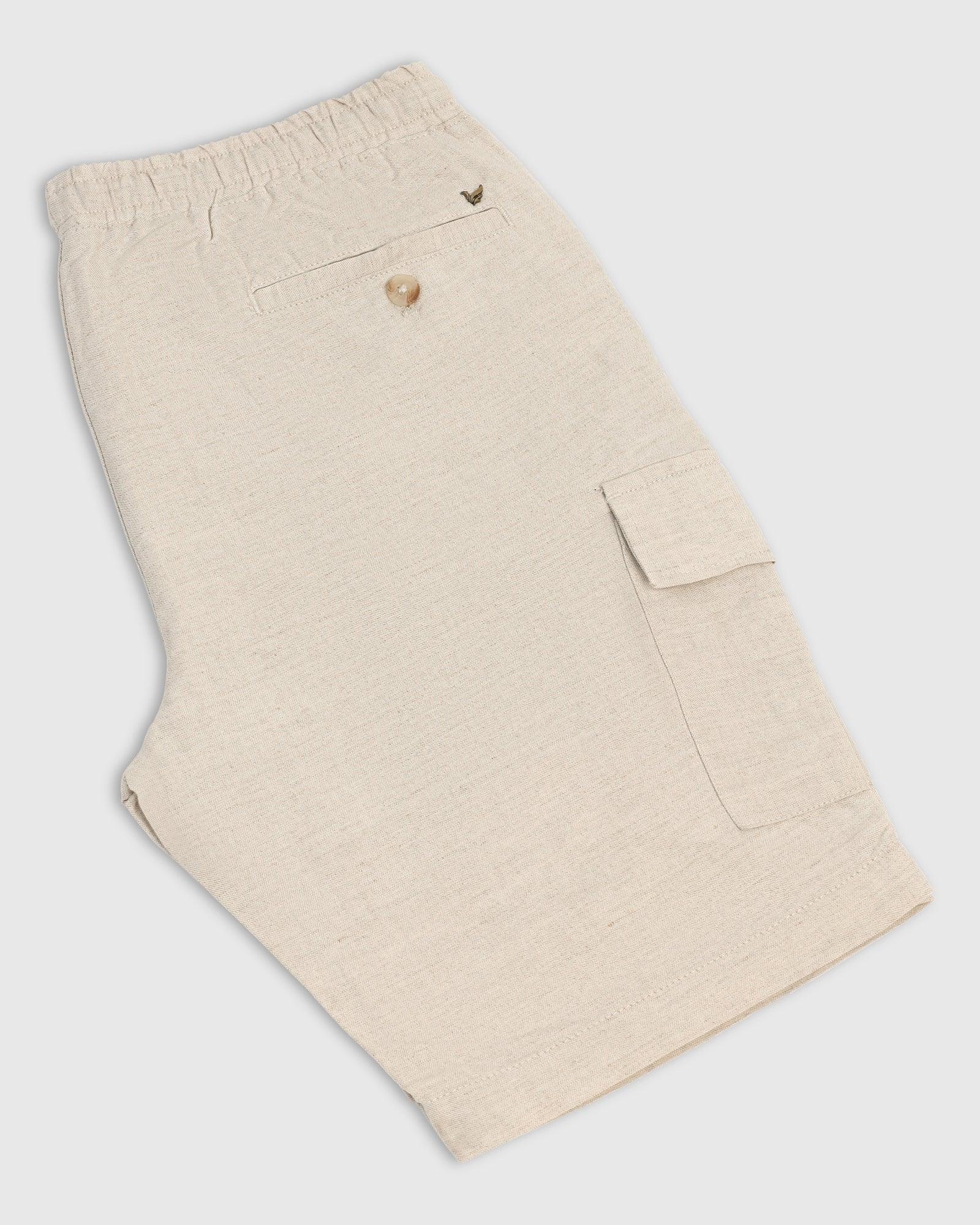 Linen Casual Natural Solid Shorts - Kin - Image 5