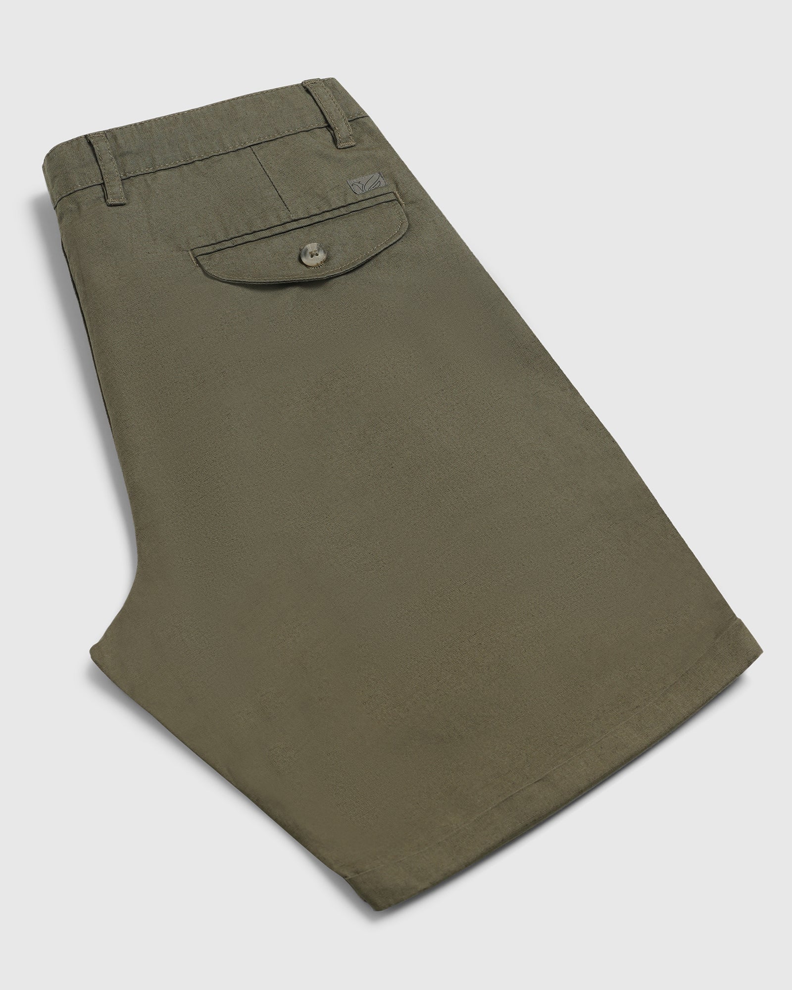 Linen Casual Olive Solid Shorts - Kat - Image 5