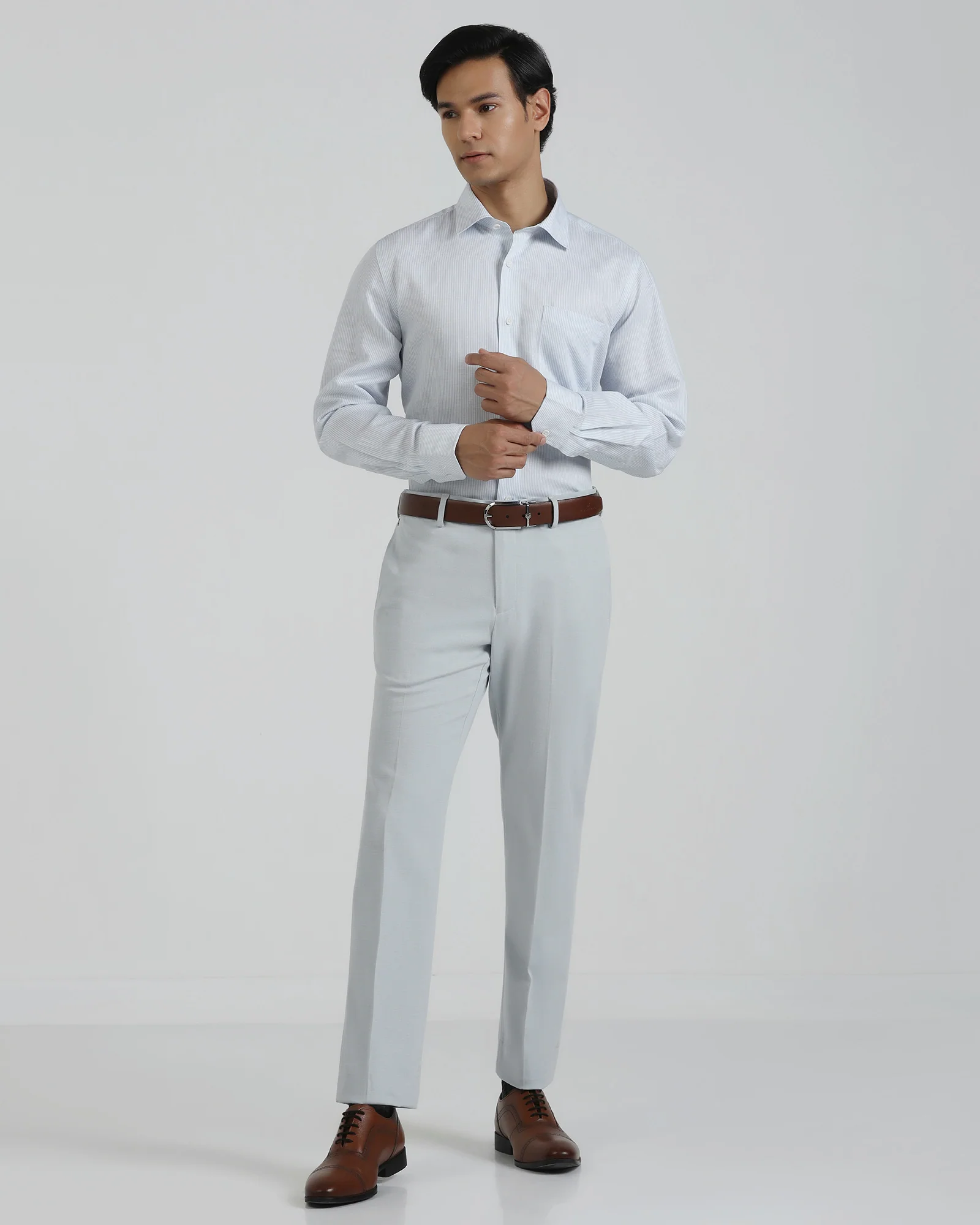 Linen Formal Blue Stripe Shirt - Savoy - Image 3