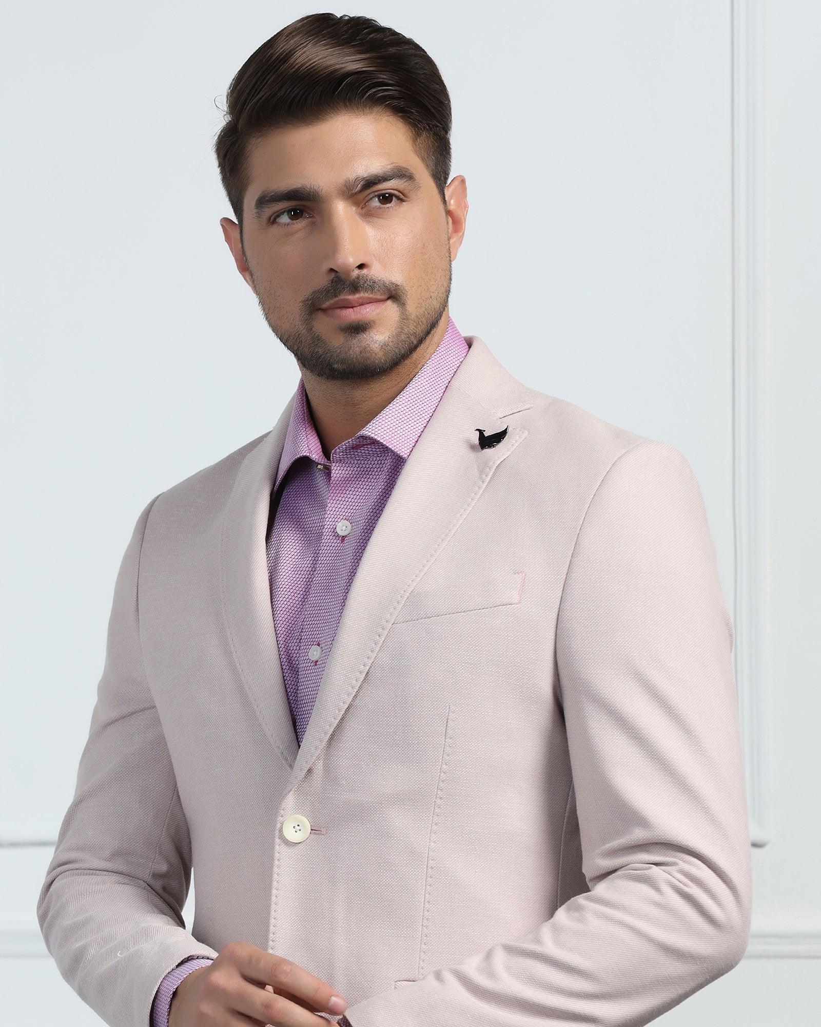 Linen Formal Pink Textured Blazer - Datsun - Image 4