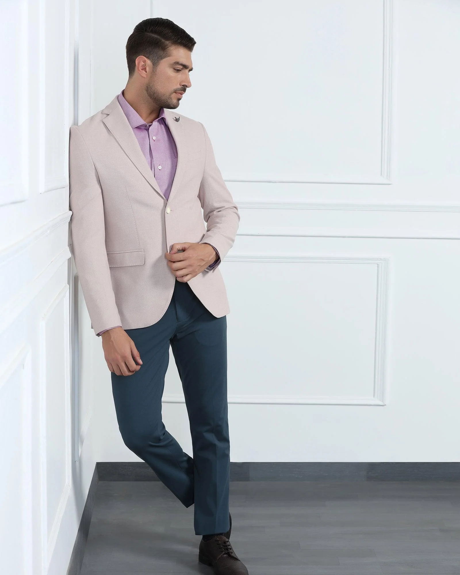 Linen Formal Pink Textured Blazer - Datsun - Image 7
