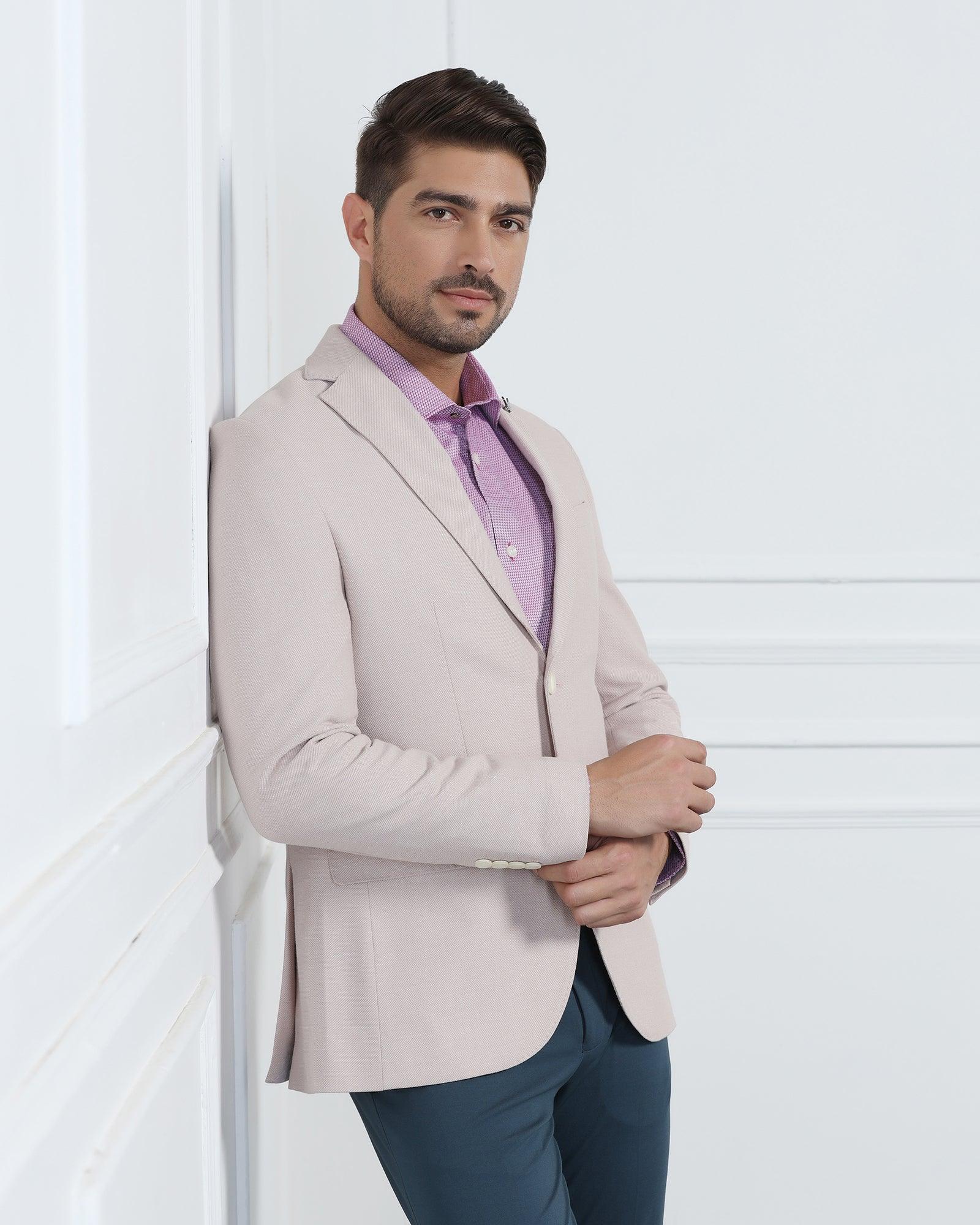 Linen Formal Pink Textured Blazer - Datsun - Image 9