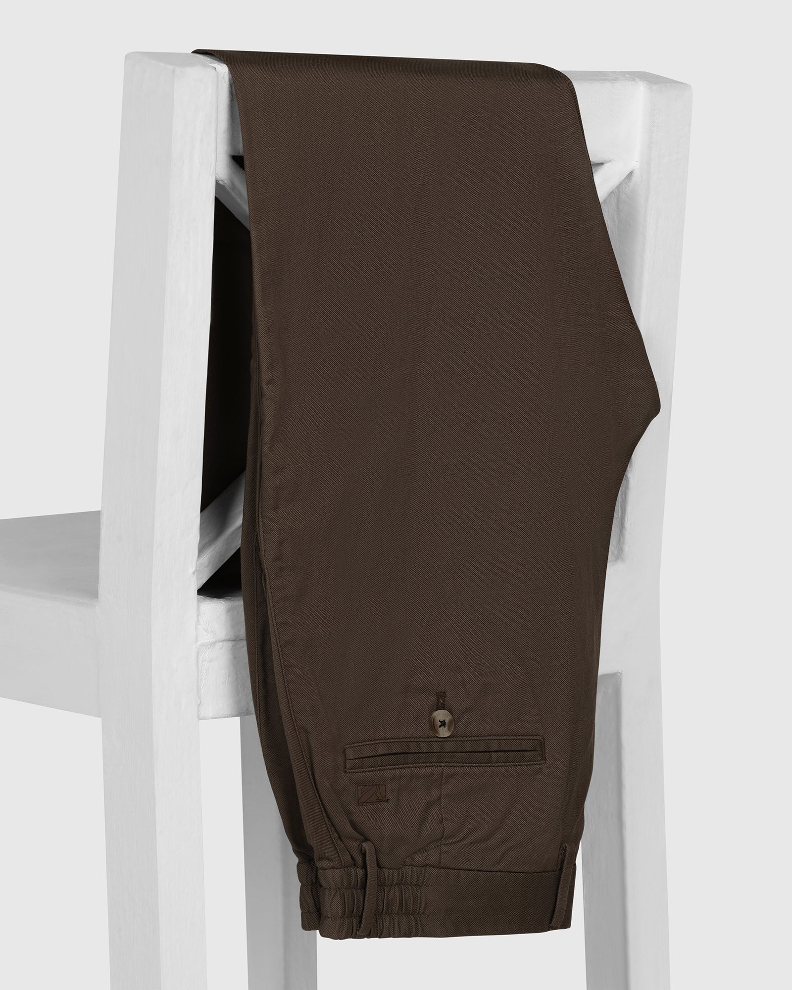 Linen Slim Comfort B-95 Casual Brown Solid Khakis - Edwin - Image 5