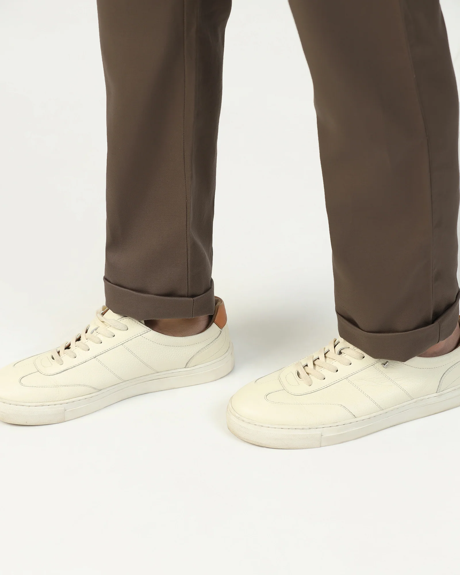 Linen Slim Comfort B-95 Casual Brown Solid Khakis - Edwin - Image 9
