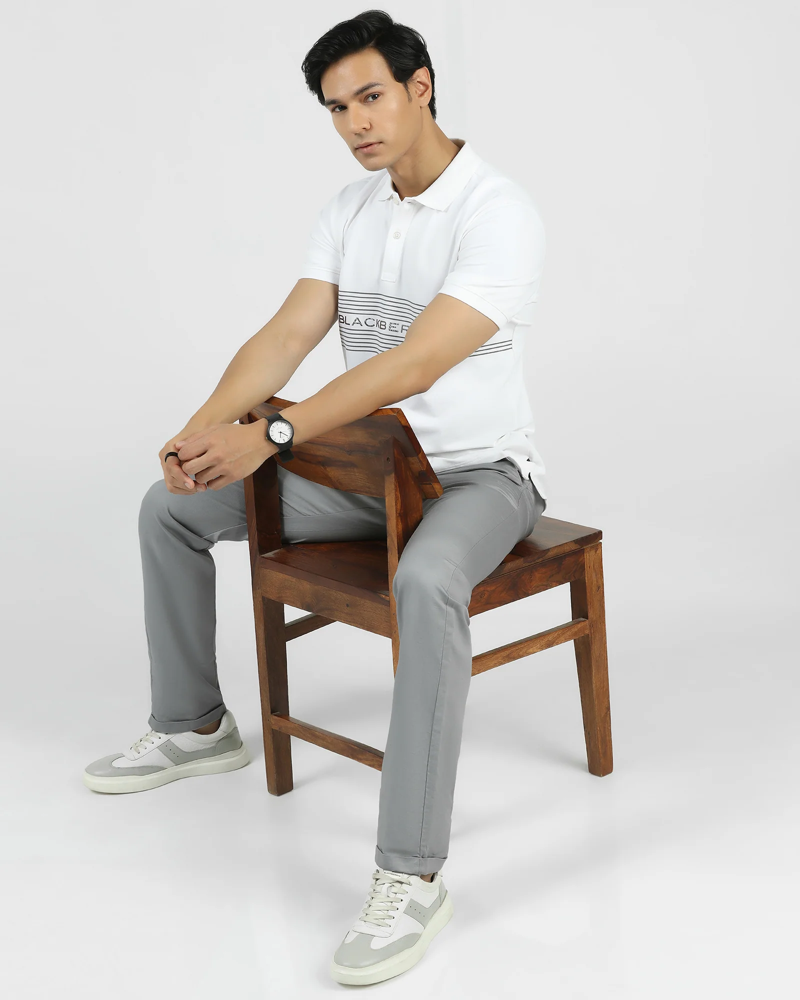 Linen Slim Comfort B-95 Casual Grey Solid Khakis - Edwin - Image 7