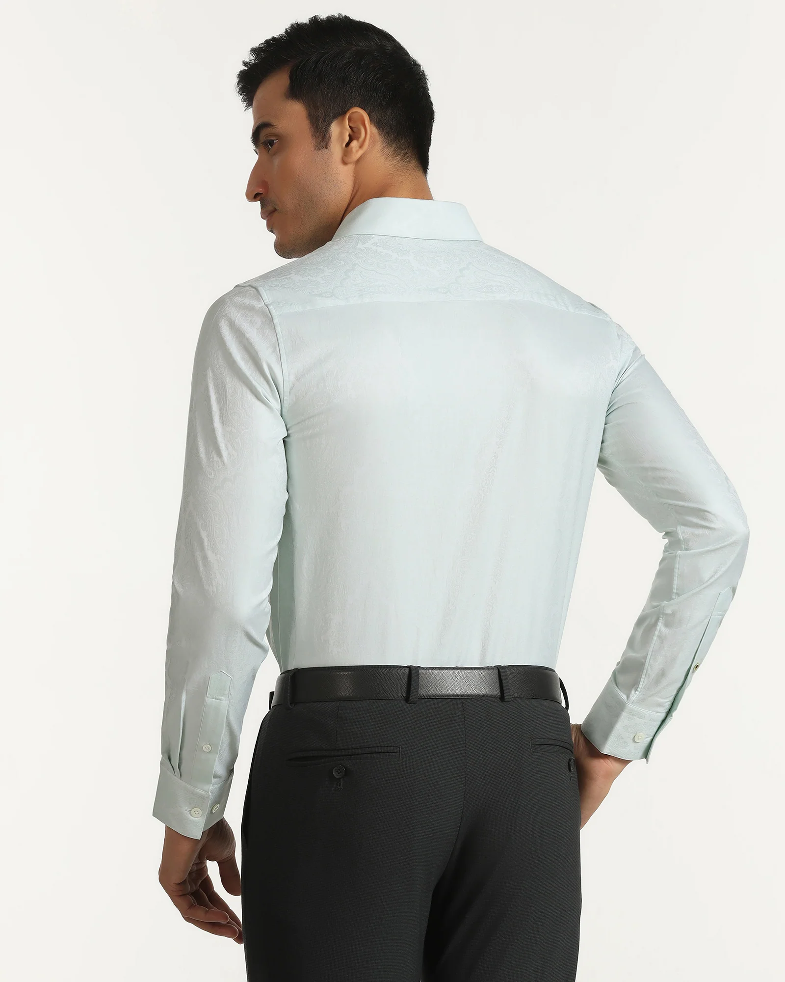 Luxe Formal Aqua Jacquard Shirt - Zinnia - Image 2