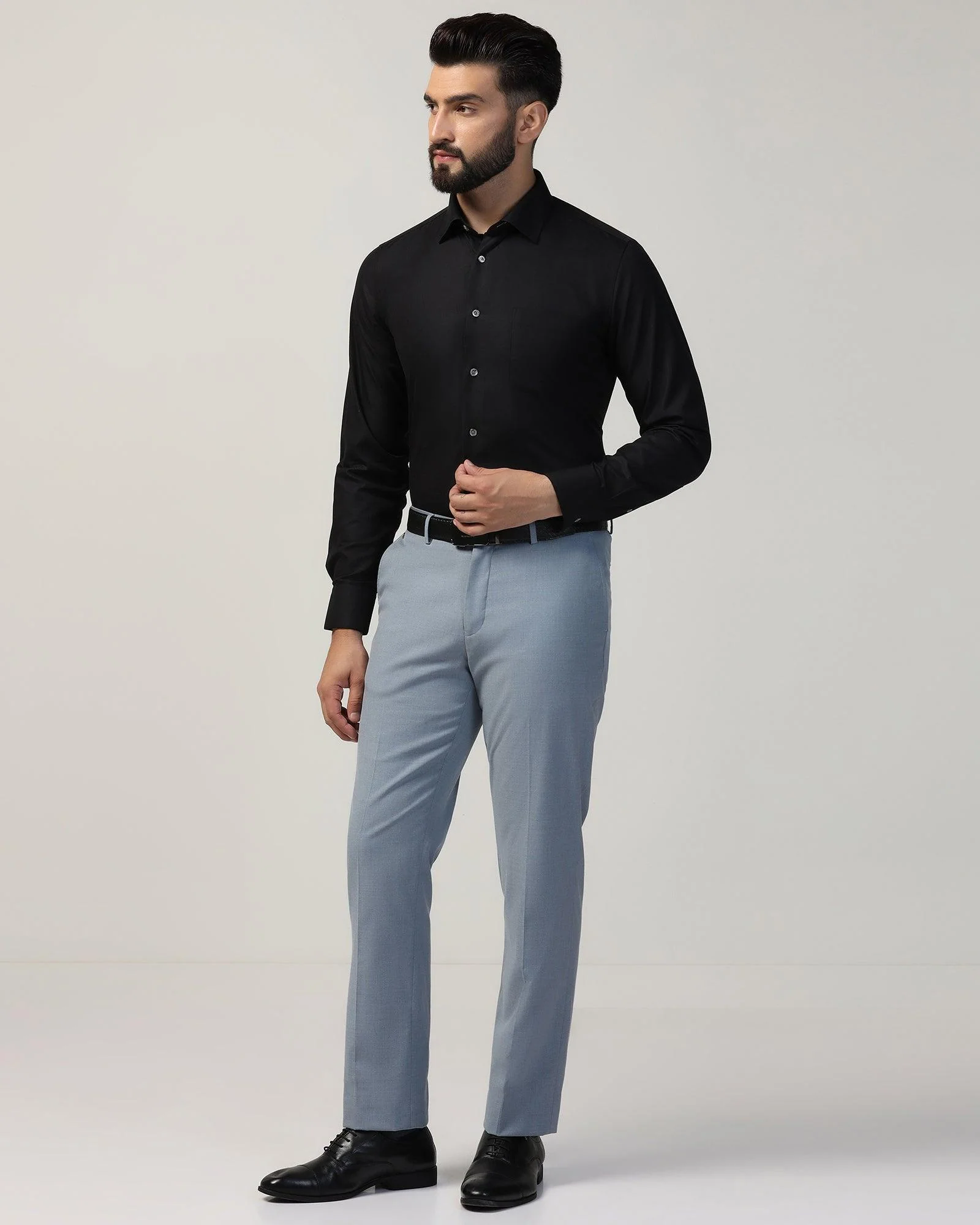 Luxe Formal Black Textured Shirt - Hazel - Image 3