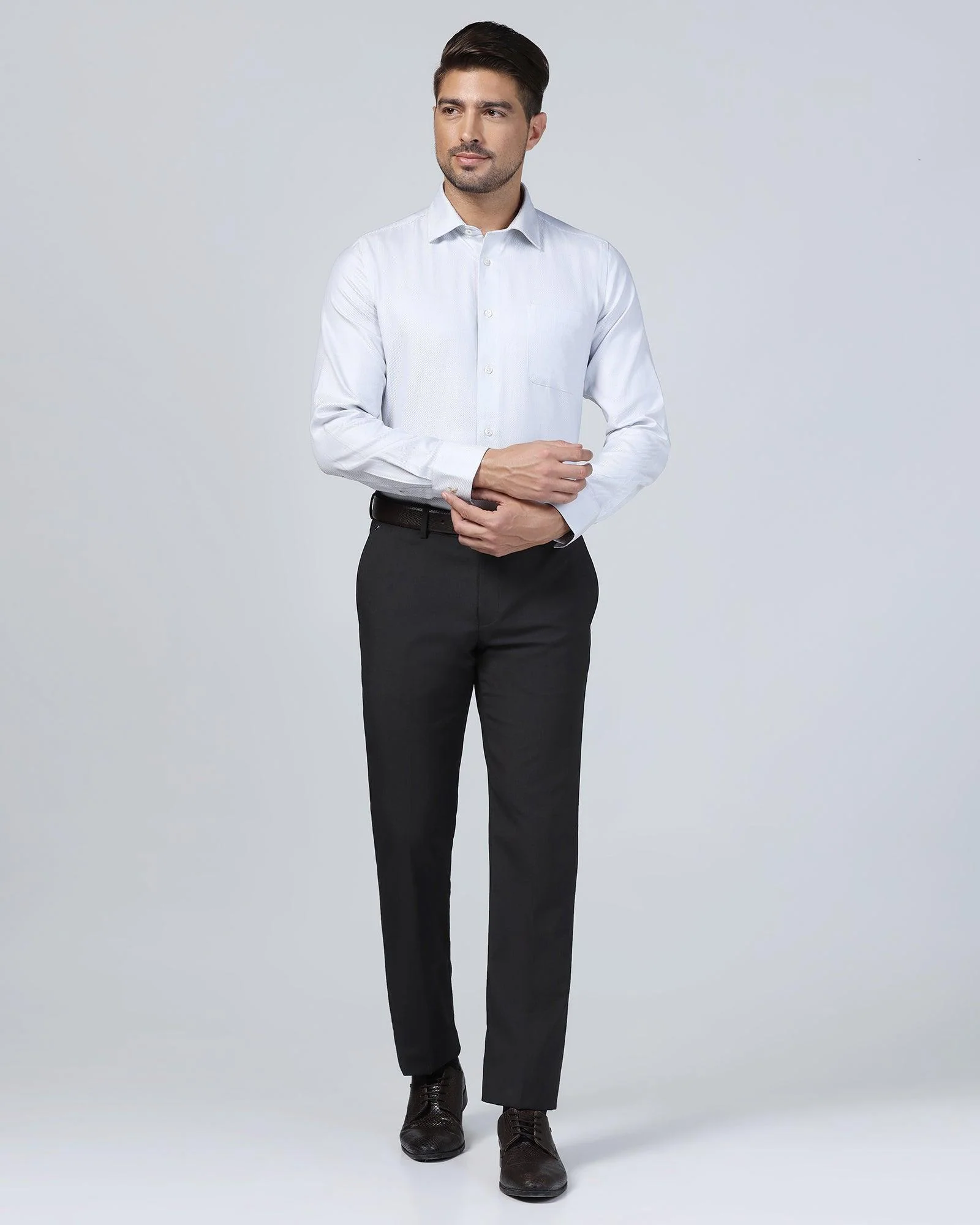 Luxe Formal Grey Textured Shirt - Plan - Image 3