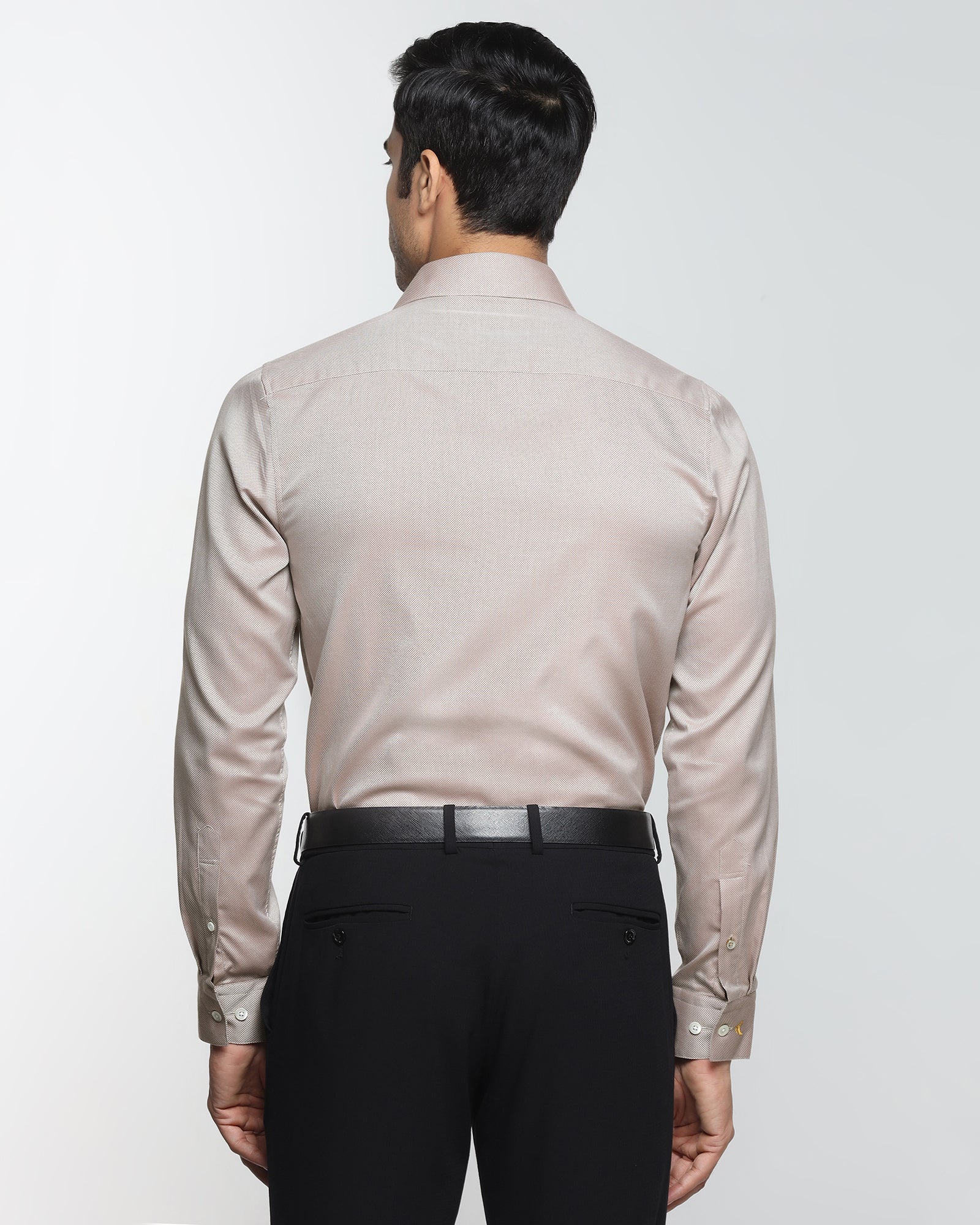 Luxe Formal Ochre Textured Shirt - Thyme - Image 2