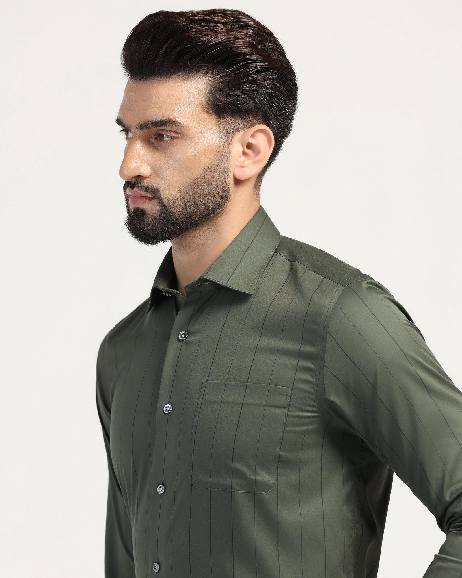 Luxe Formal Olive Stripe Shirt - Delta - Image 4