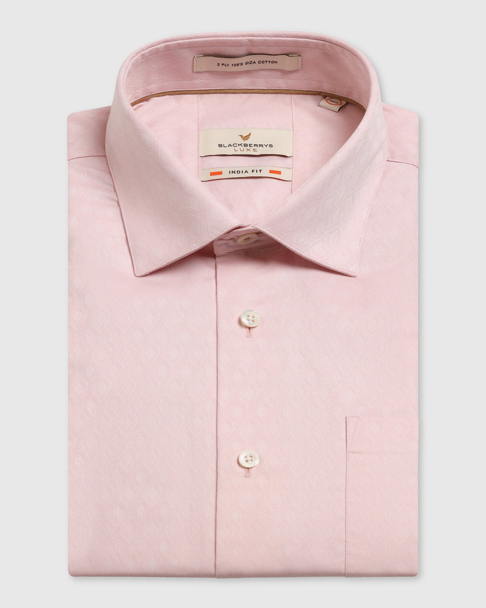 Luxe Formal Peach Jacquard Shirt - Castle - Image 5