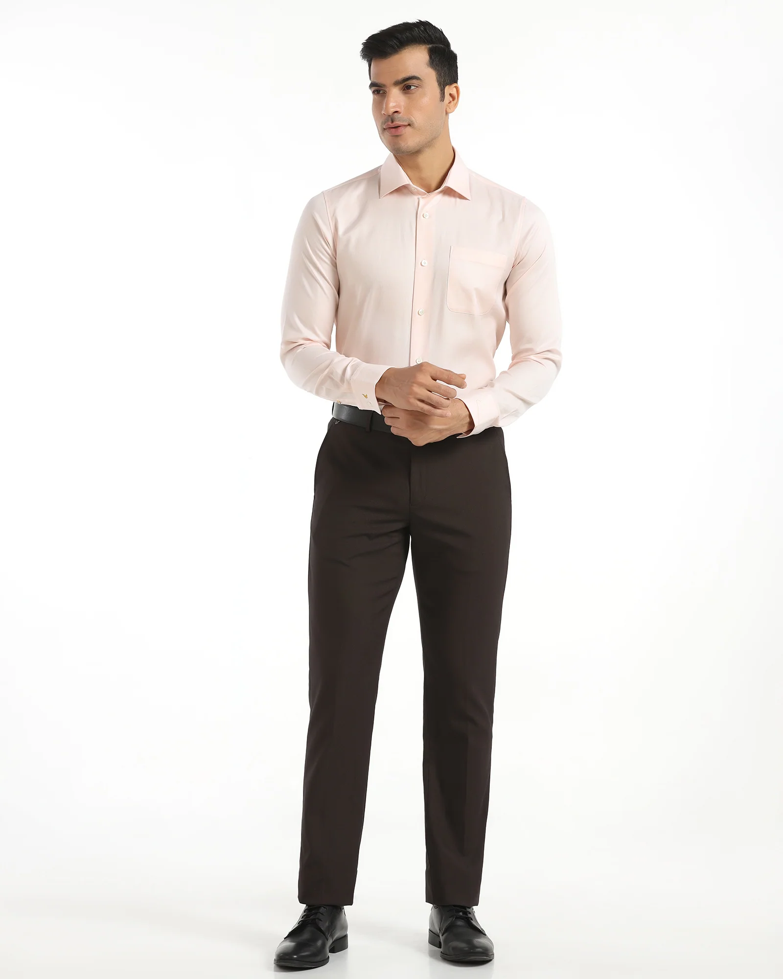 Luxe Formal Peach Textured Shirt - Thyme - Image 3