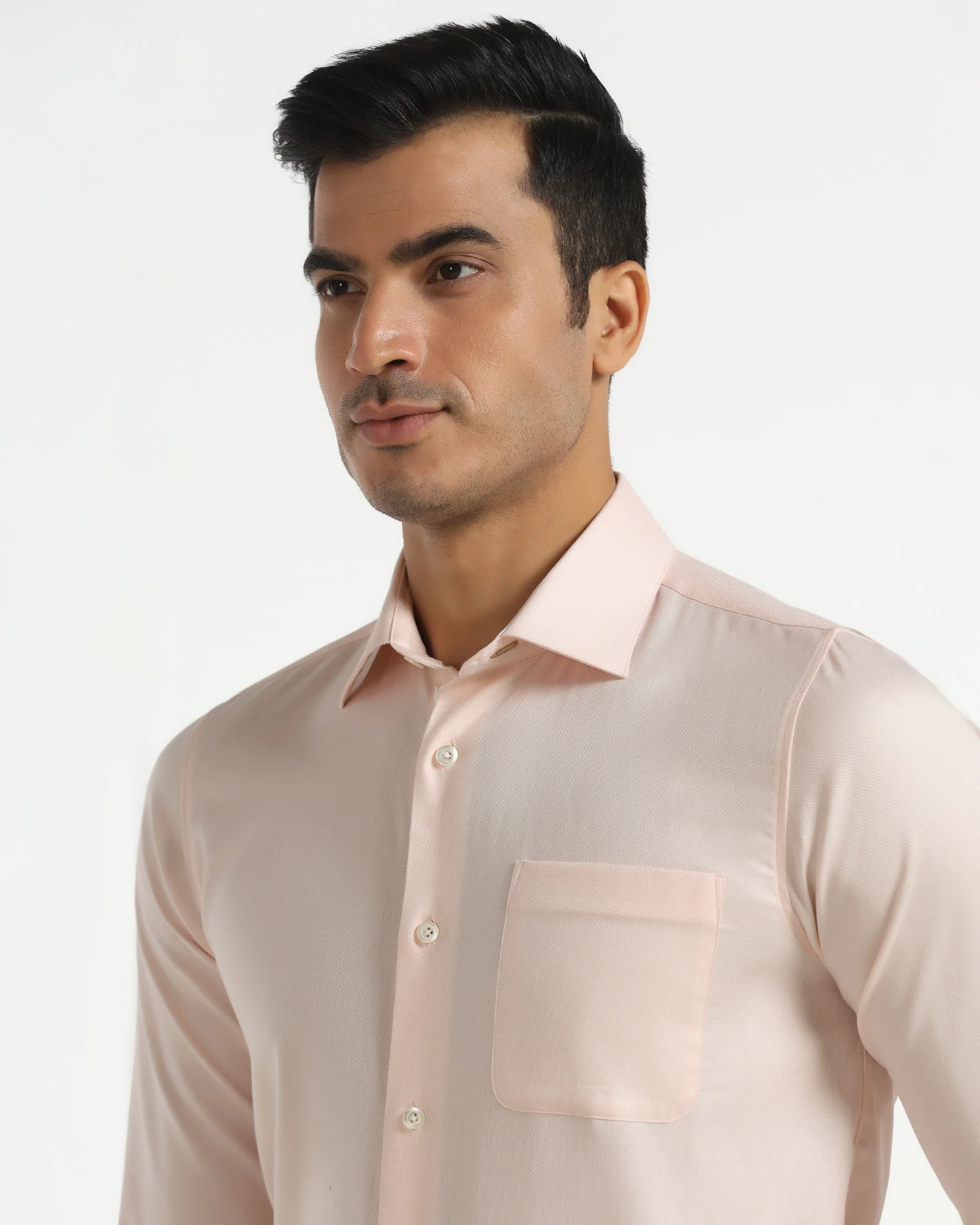 Luxe Formal Peach Textured Shirt - Thyme - Image 4