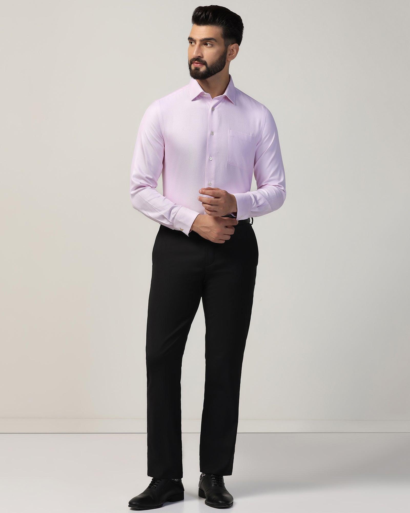Luxe Formal Pink Textured Shirt - Plan - Image 3