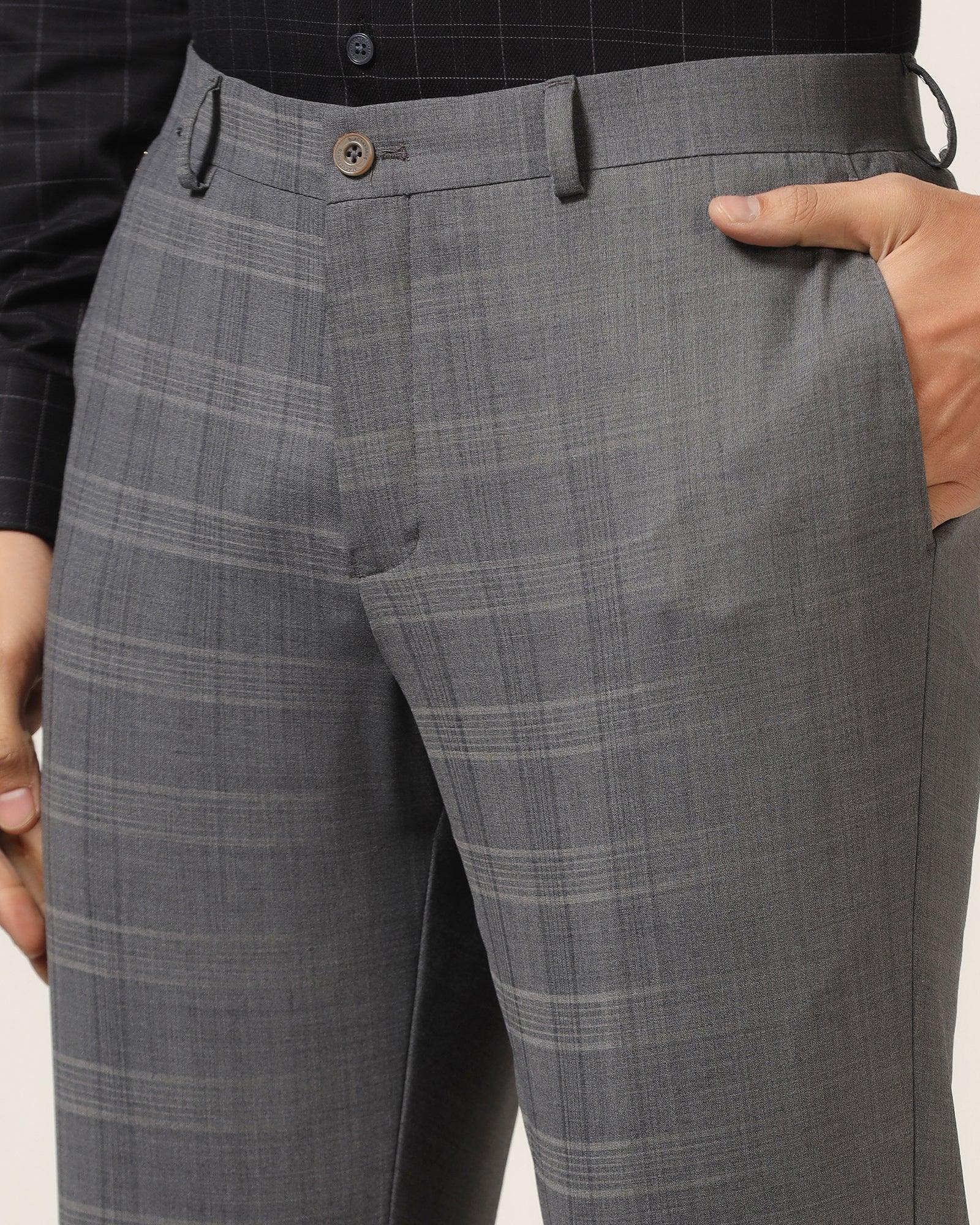 Luxe Slim Comfort B-95 Formal Grey Check Trouser - Porcupine - Image 4