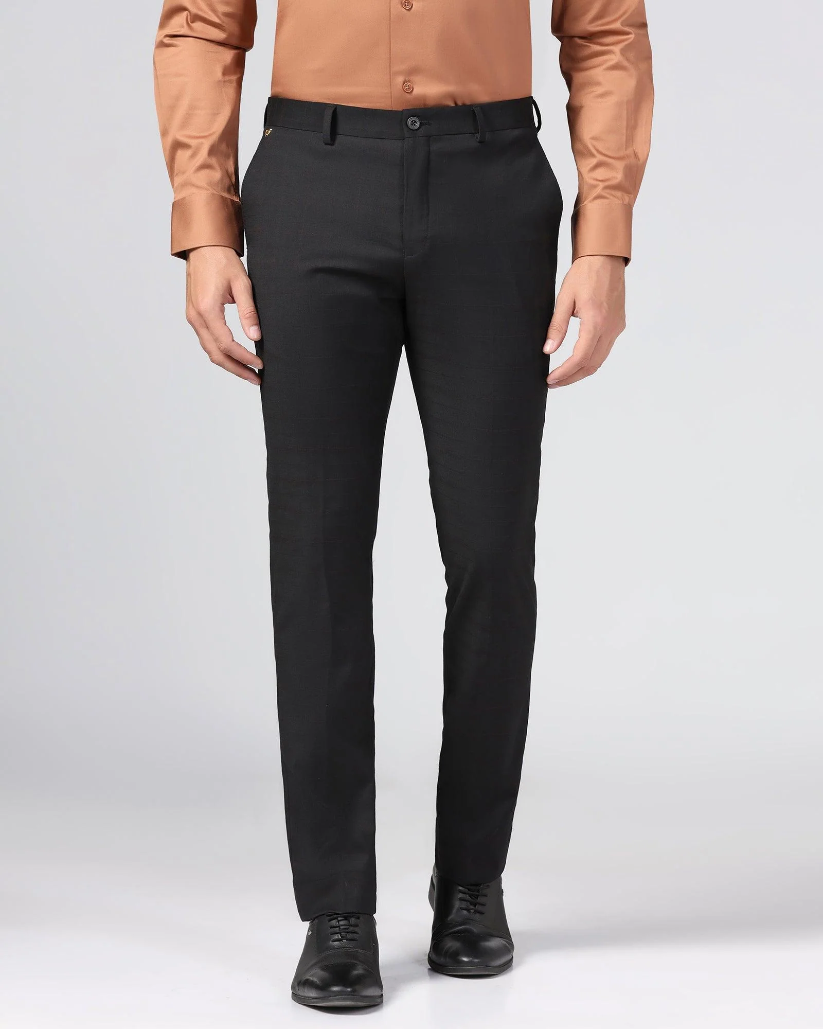Luxe Slim Comfort B-95 Formal Black Check Trouser - Spectre - Image 3
