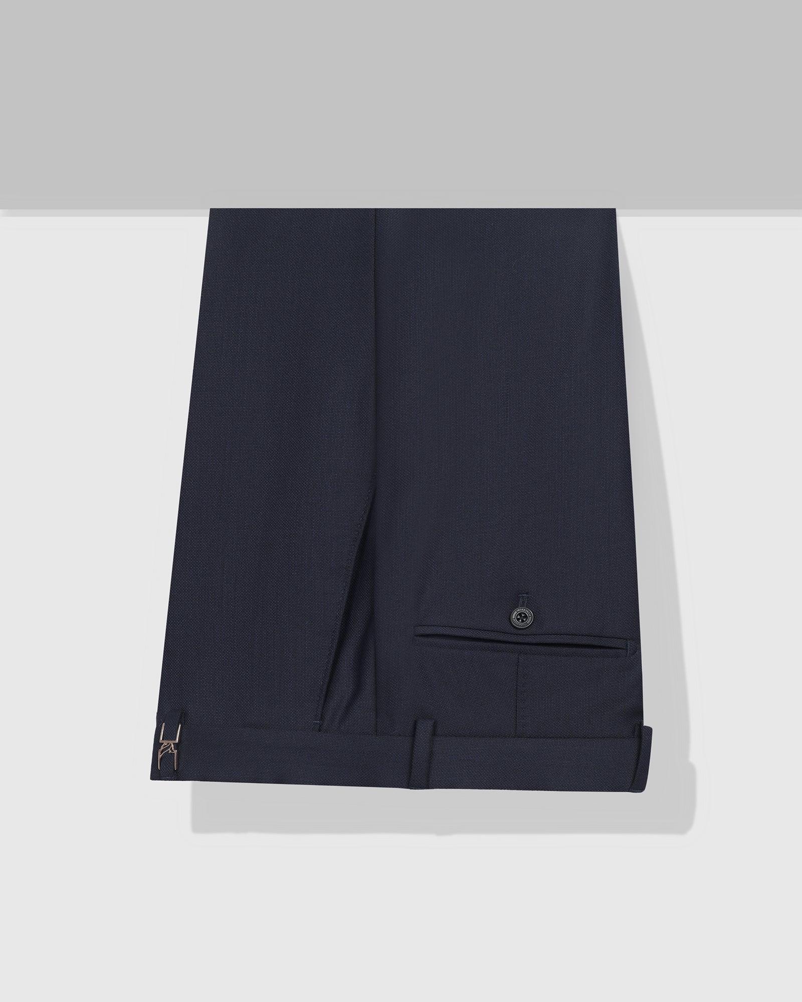 Luxe Slim Comfort B-95 Formal Navy Textured Trouser - Bugati - Image 5