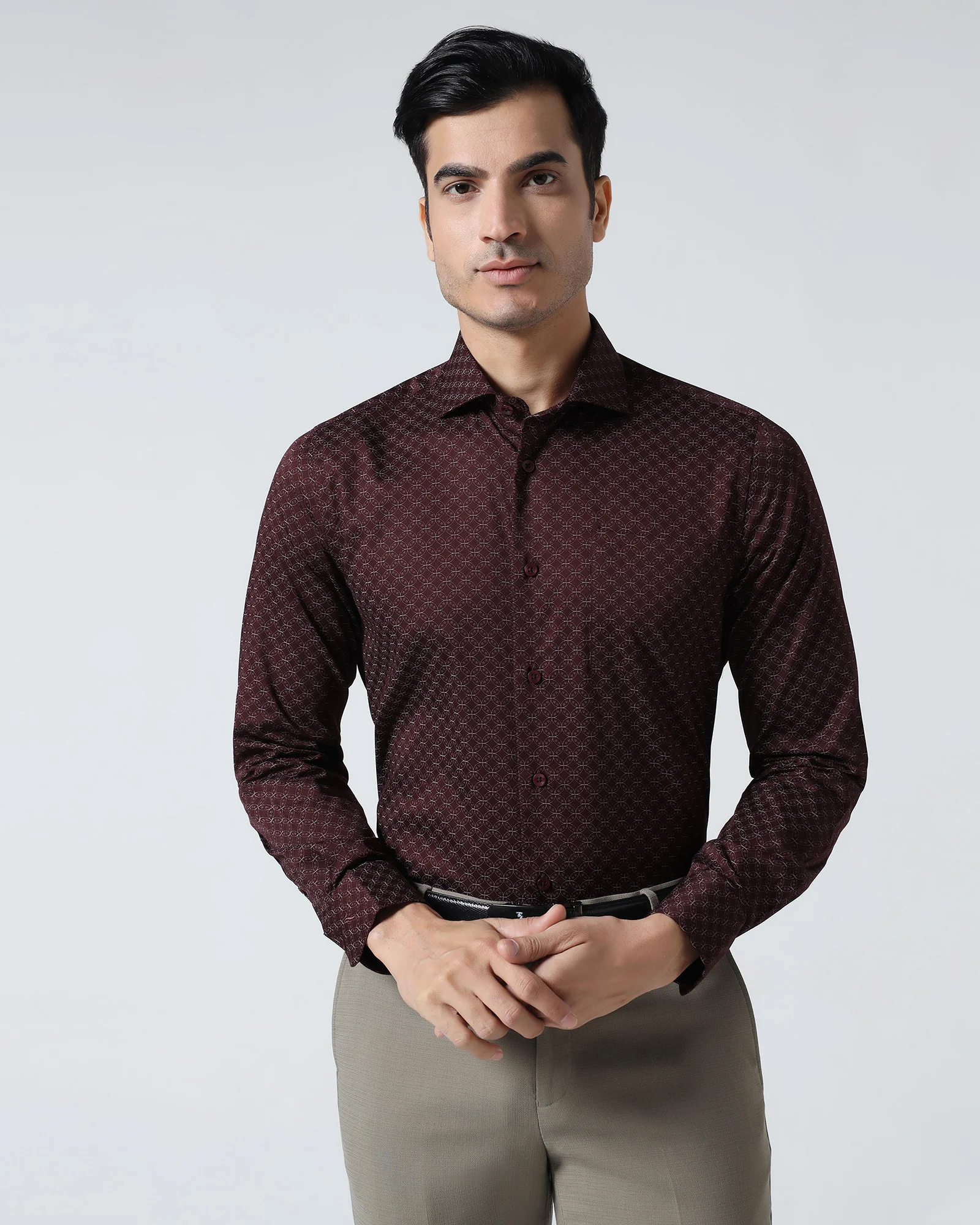 Maroon Printed Shirt - Cloud - Image 8