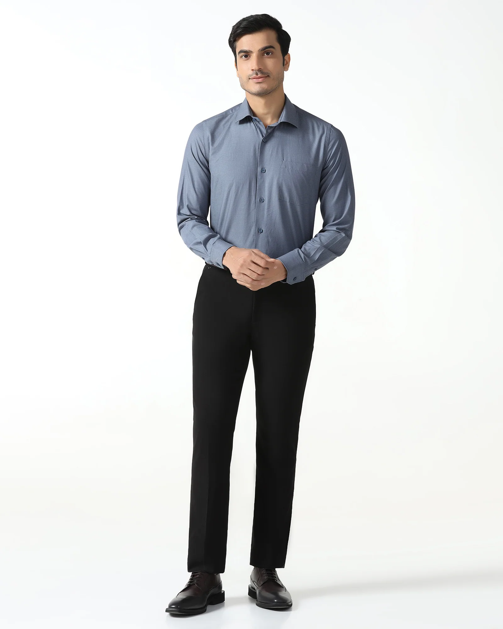 Mid Blue Textured Shirt - Zander - Image 3