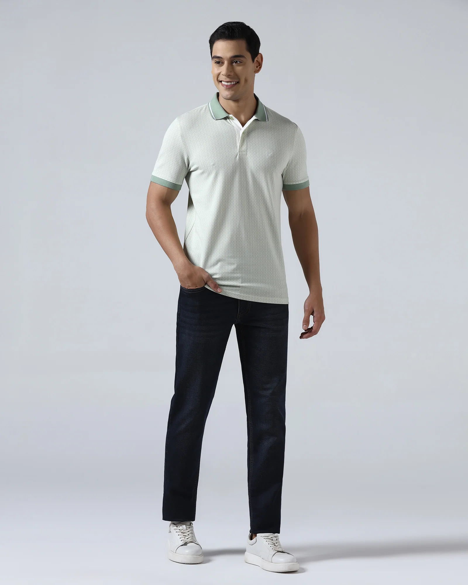 Mint Green Printed Polo - Mini - Image 3