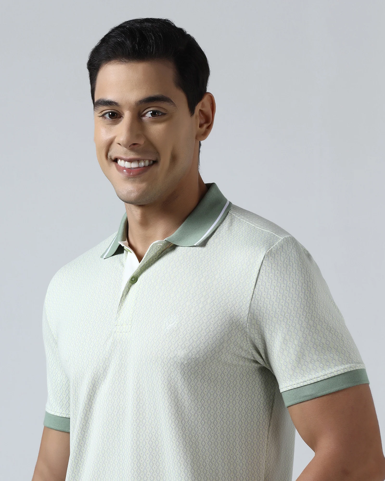 Mint Green Printed Polo - Mini - Image 4