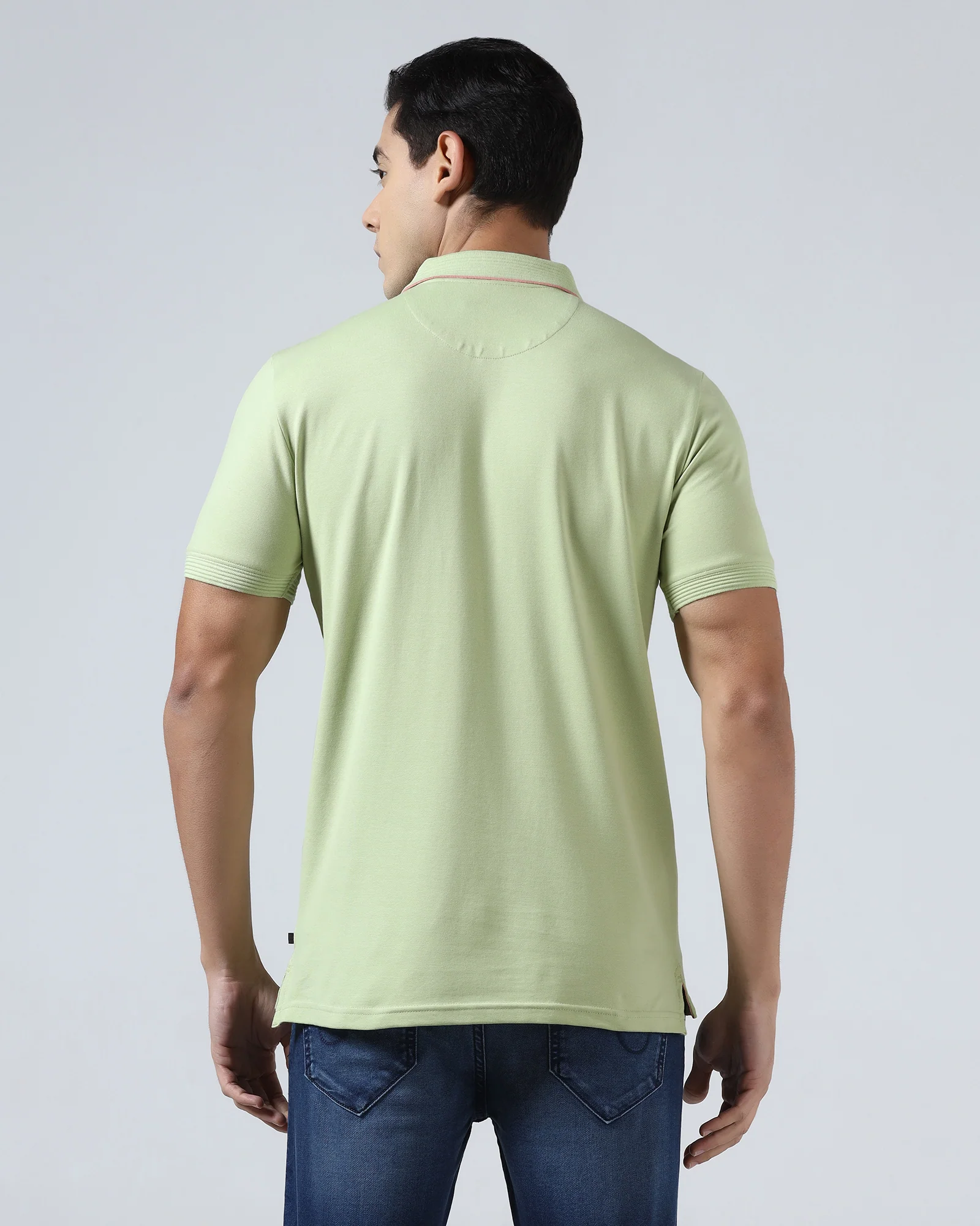 Mint Green Solid Polo - Aesun - Image 2