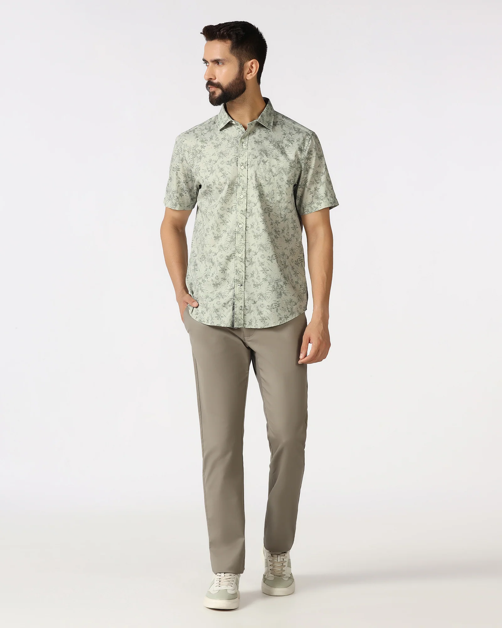 Mint Half Sleeve Printed Shirt - Holten - Image 3