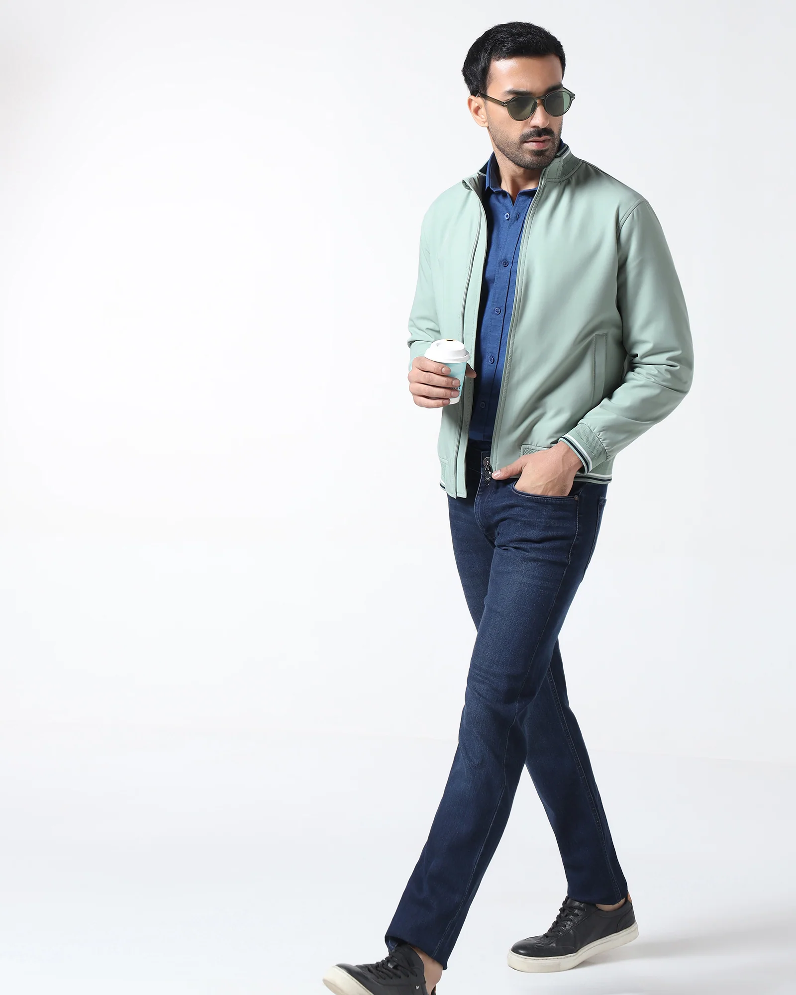 Mint Solid Zipper Jacket - Dornell - Image 7