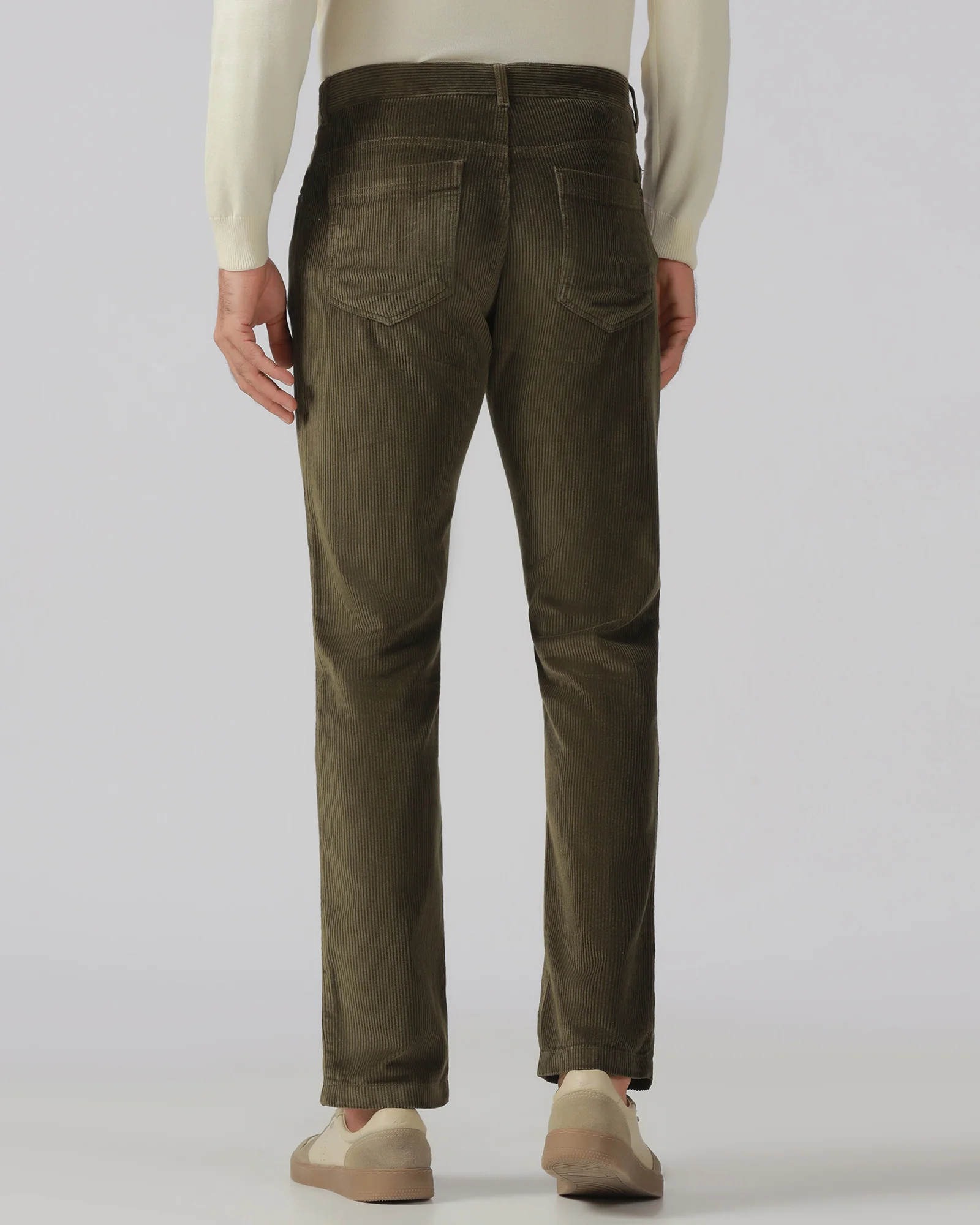Moss Corduroy Solid Khakis - Veil - Image 2
