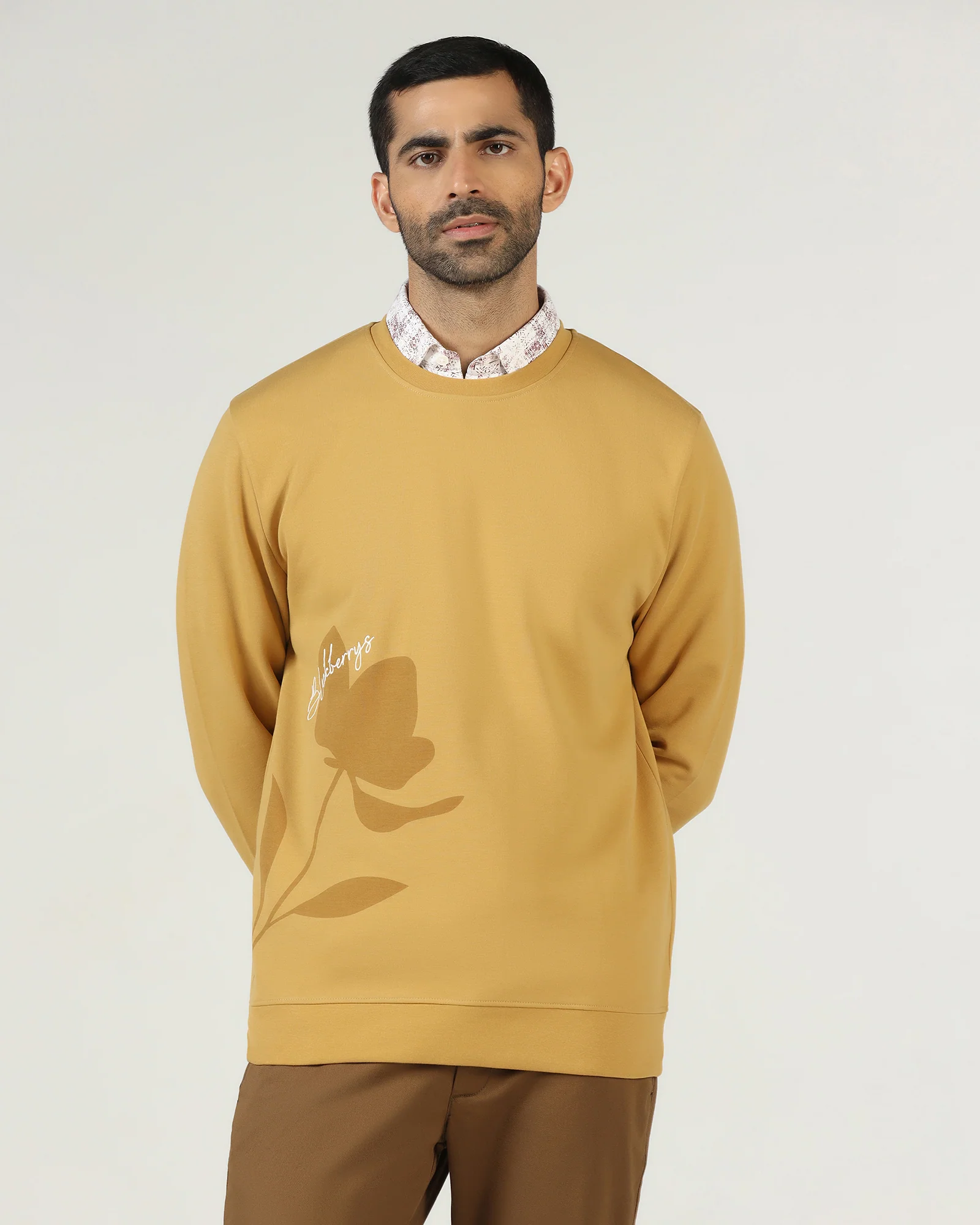 Mustard Crew Neck Solid Sweatshirt - Eve - Image 7