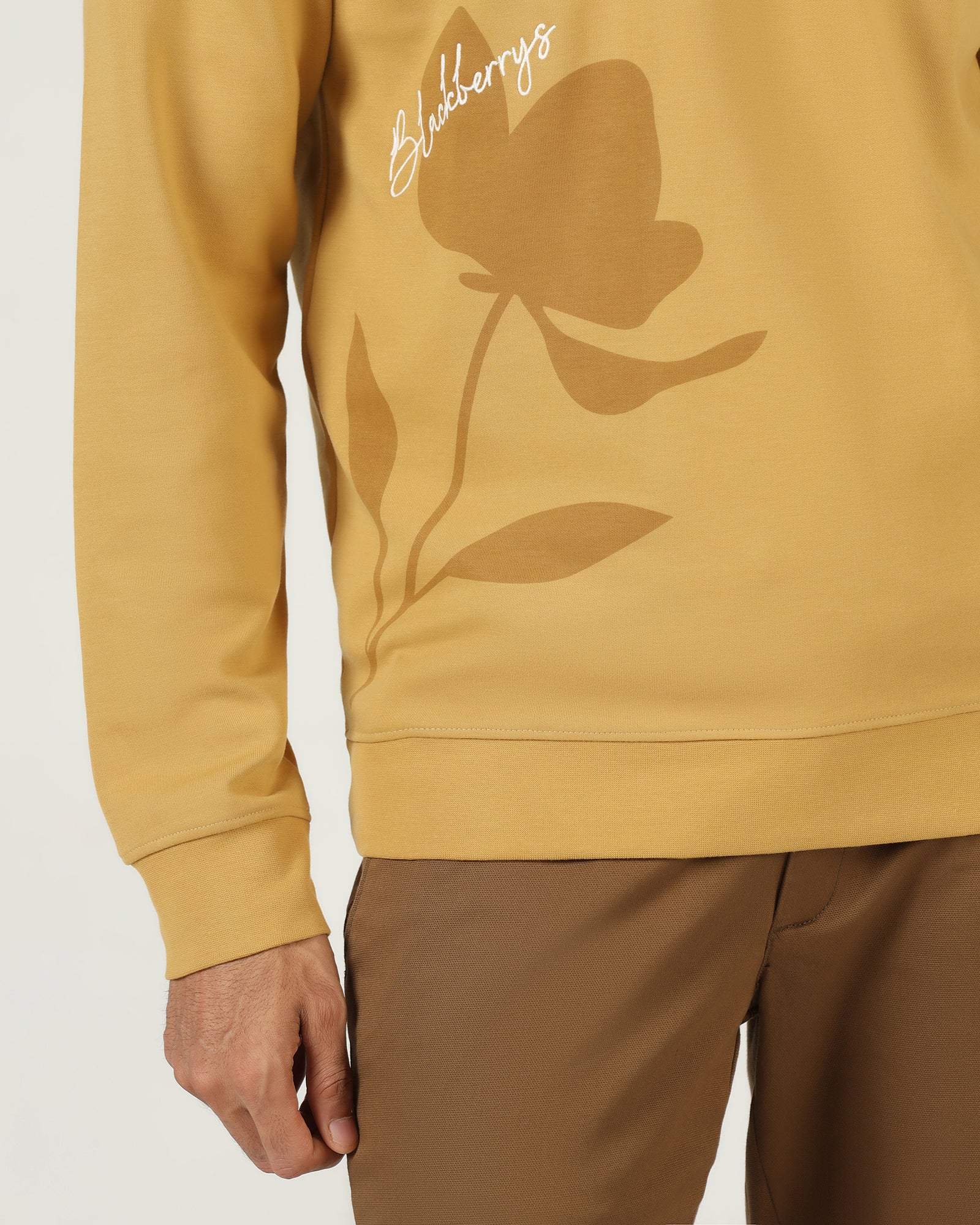 Mustard Crew Neck Solid Sweatshirt - Eve - Image 8