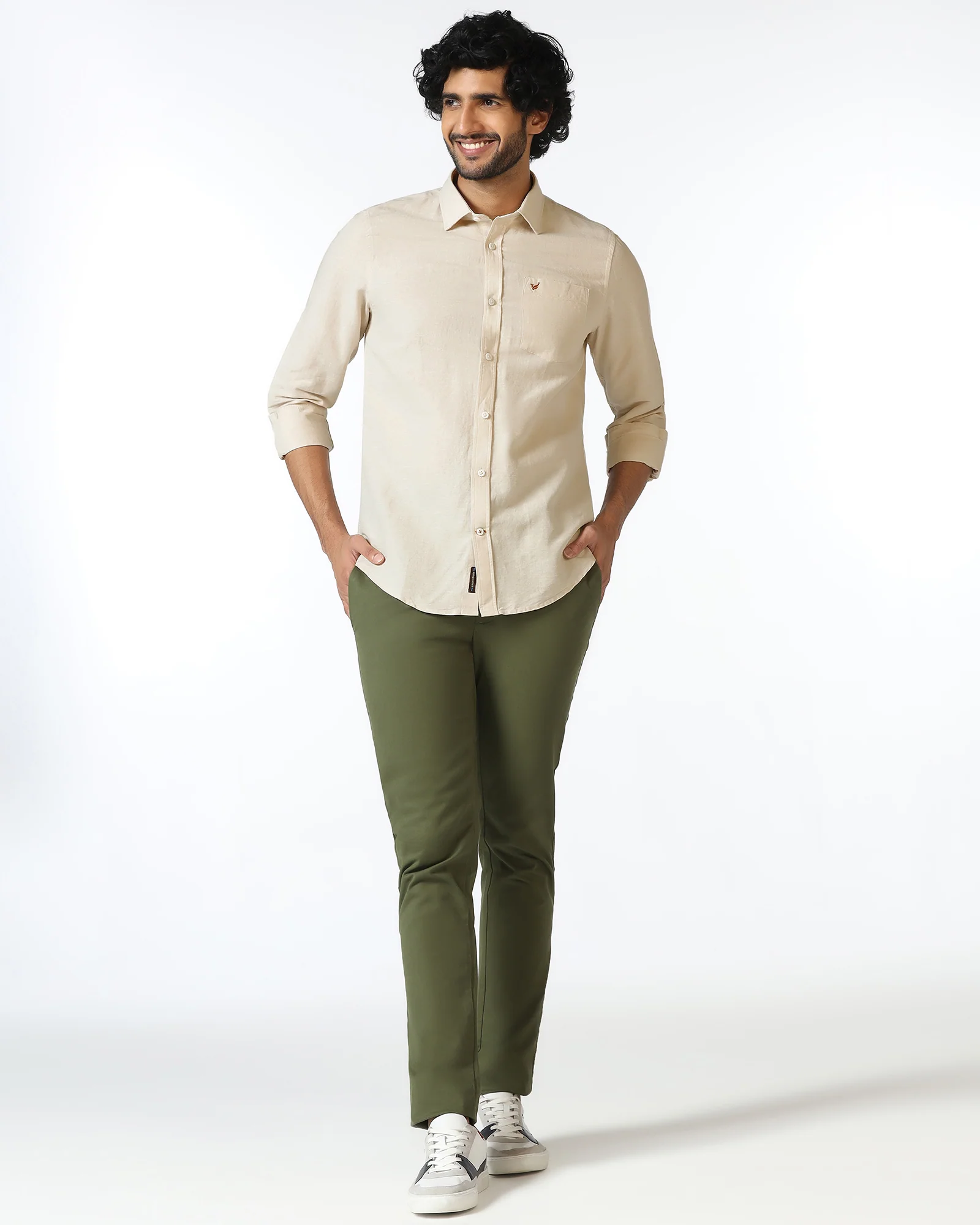 Natural Linen Solid Shirt - Salmon - Image 3