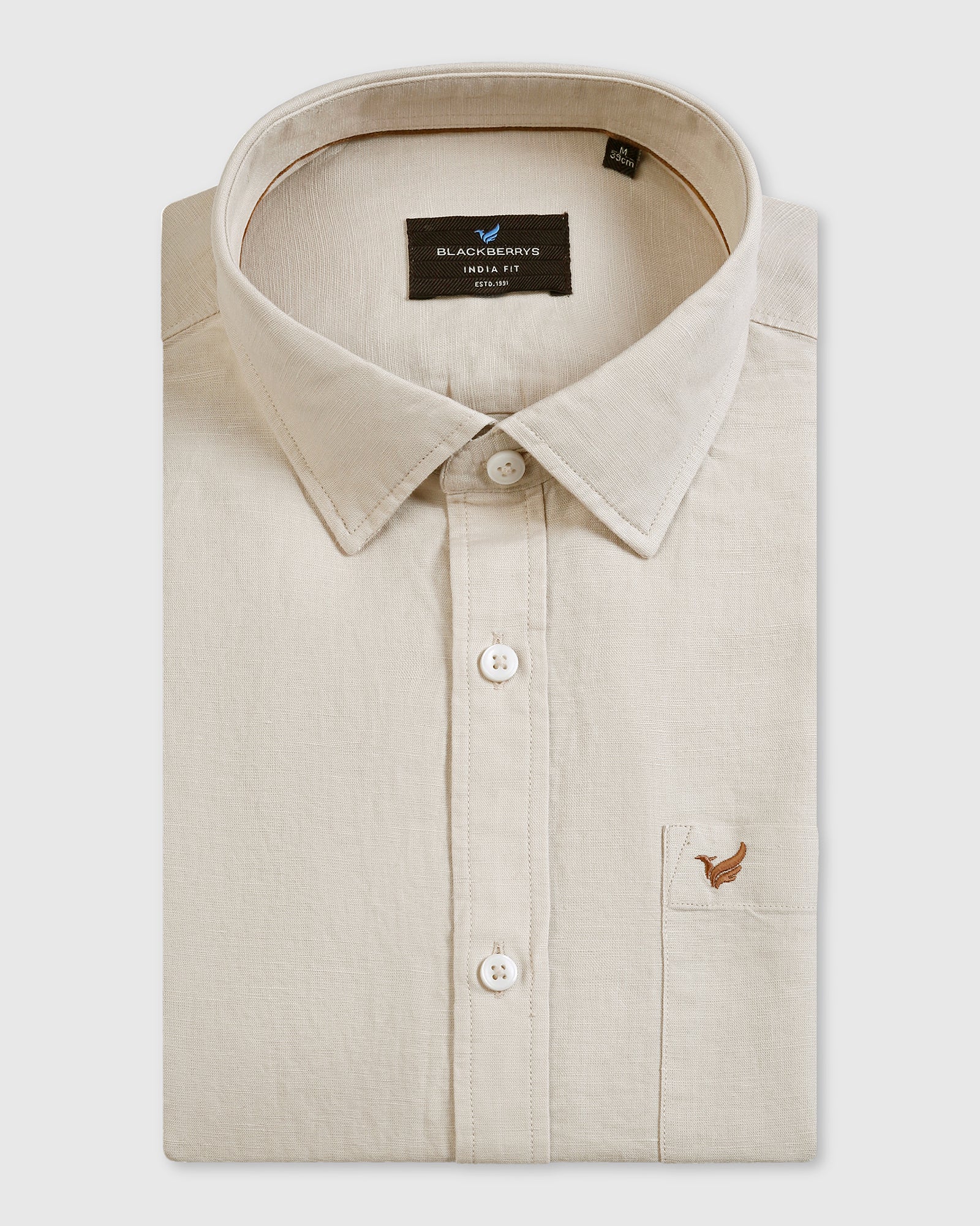 Natural Linen Solid Shirt - Salmon - Image 5