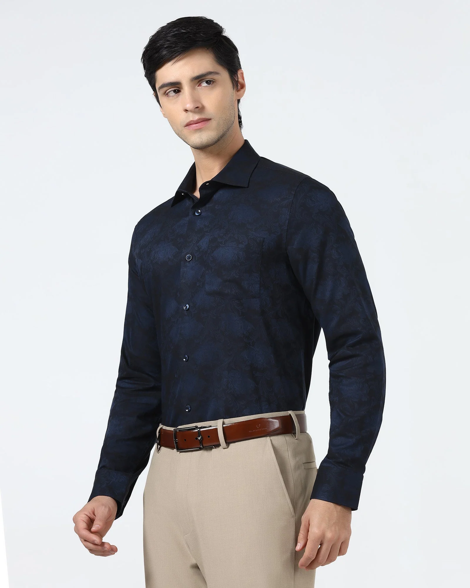 Navy Jacquard Shirt - Wasabi - Image 9