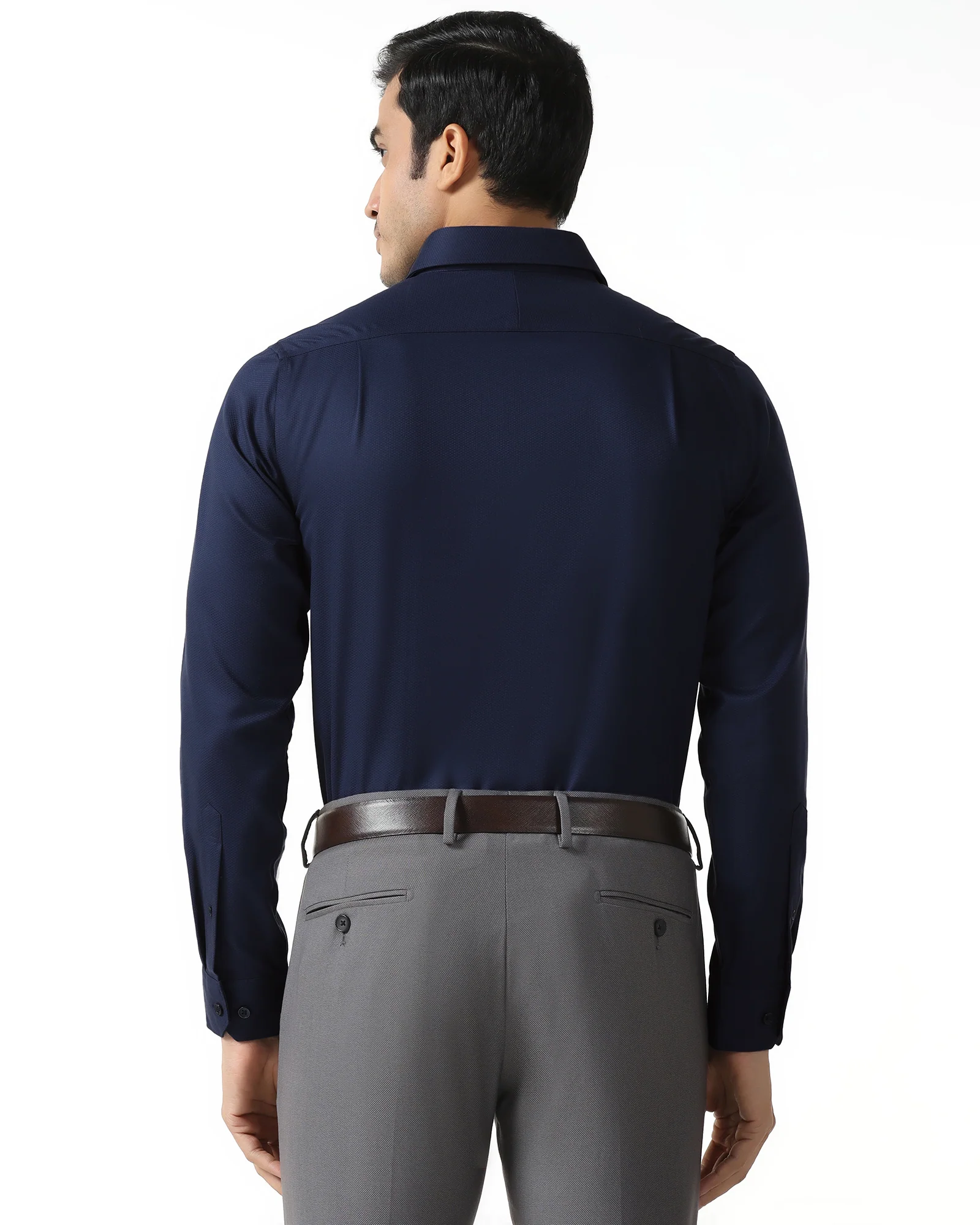 Navy Non Iron Textured Shirt - P31 - Image 2