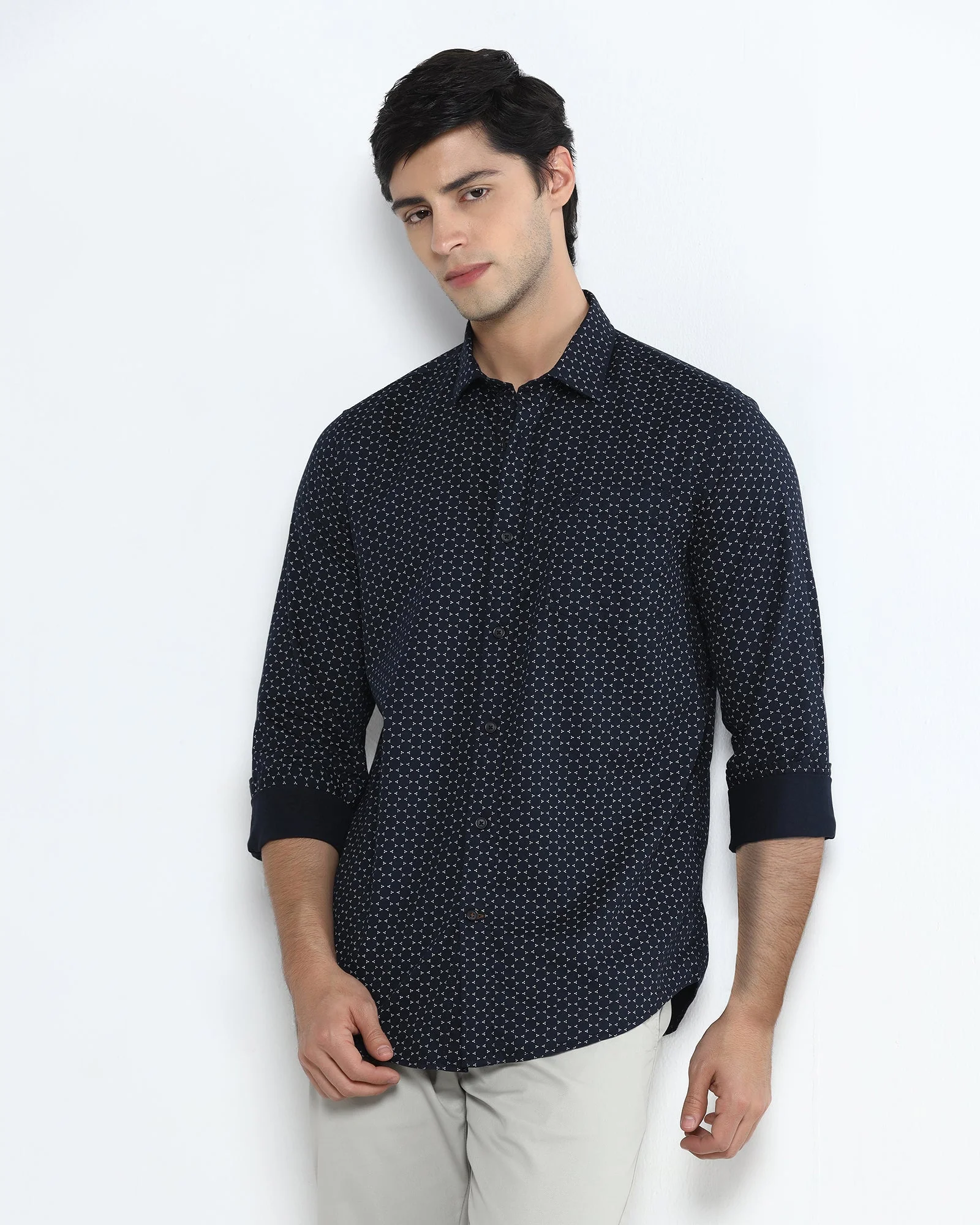 Navy Printed Shirt - Zovik - Image 7