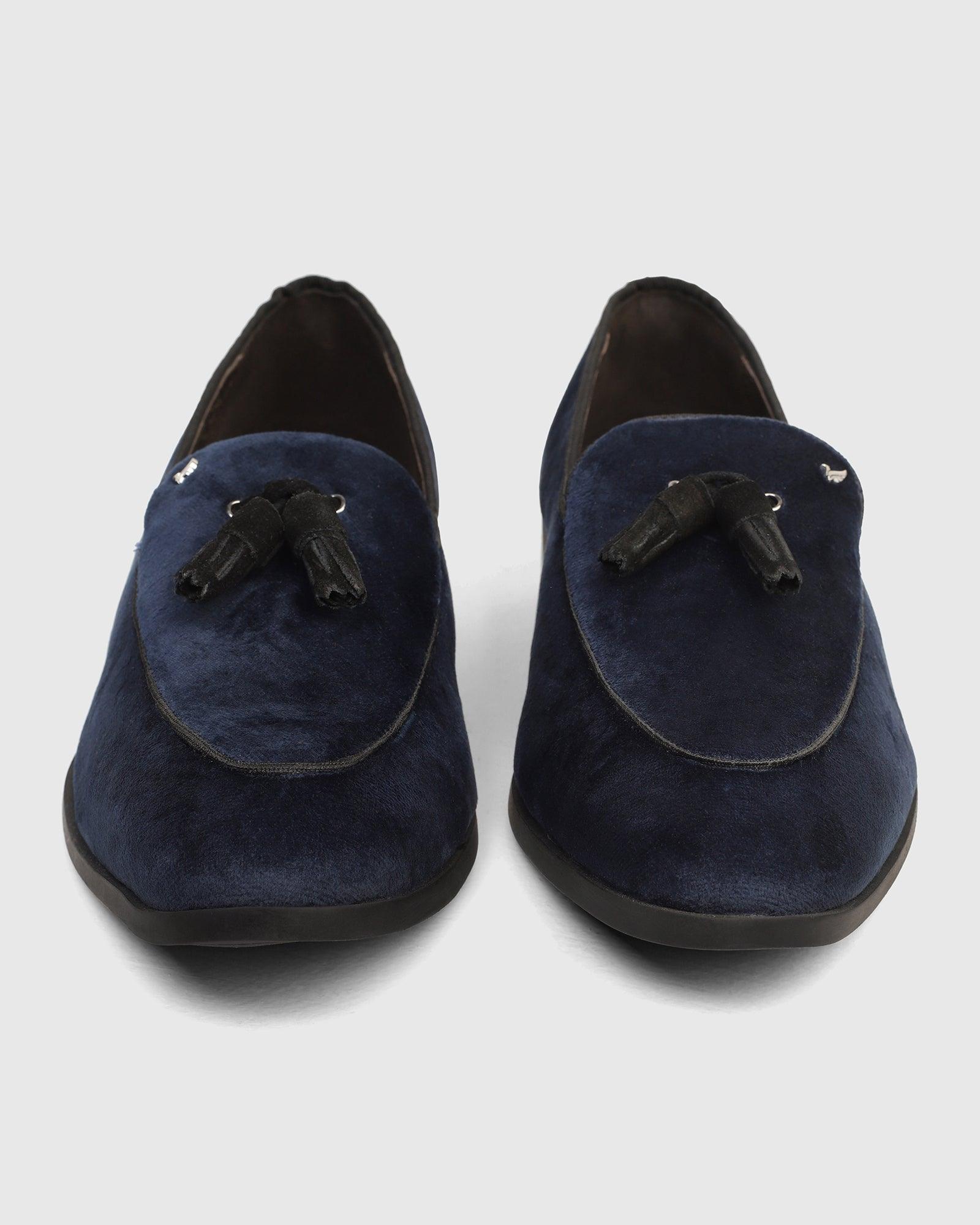 Velvet Navy Textured Slip On Shoes - Mrinal - Image 6