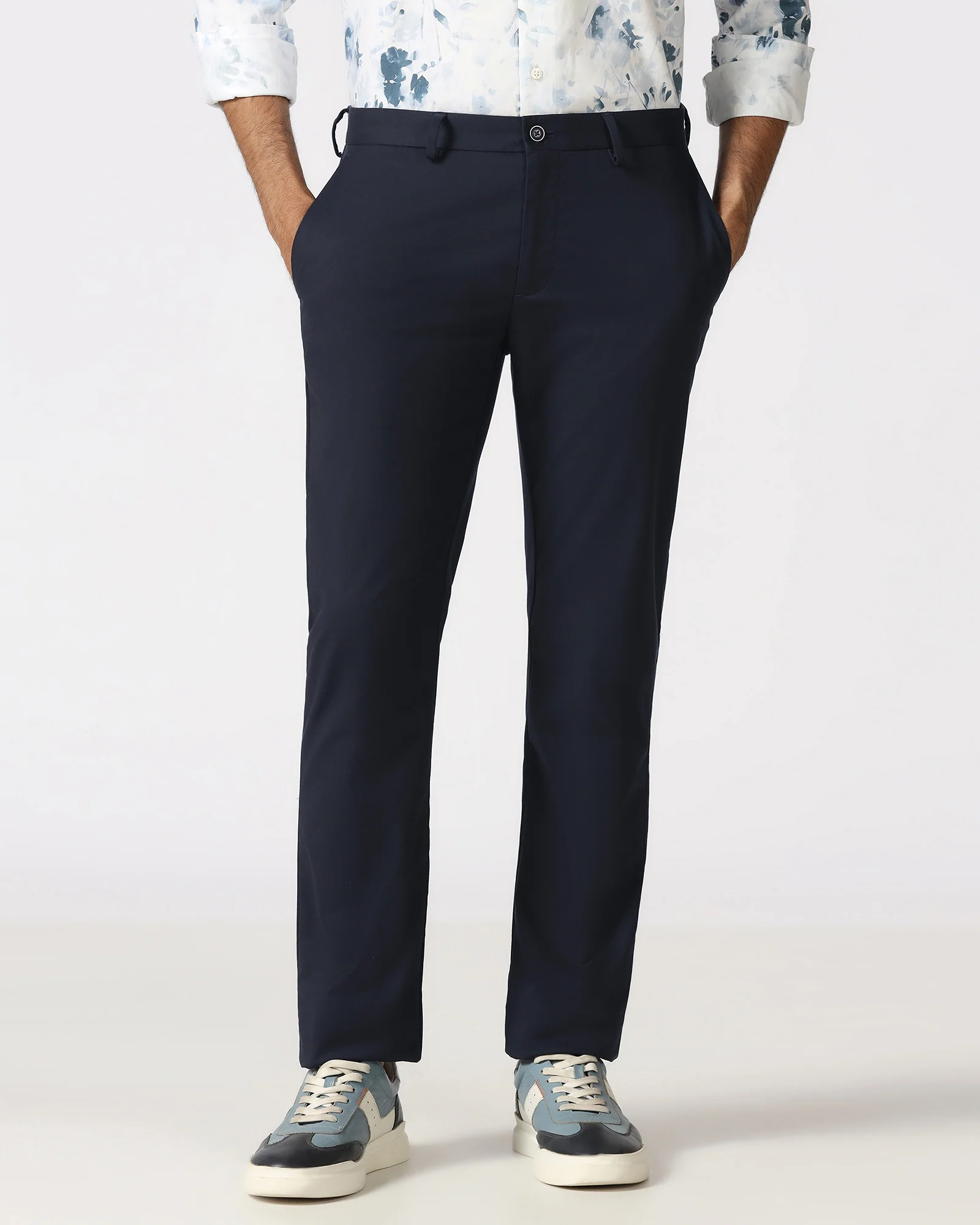 Navy Solid Khakis - Elba - Image 3