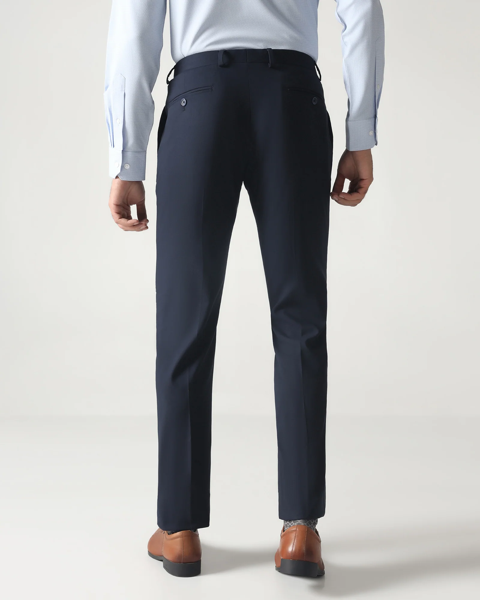 Navy Solid Trouser - Parma - Image 2