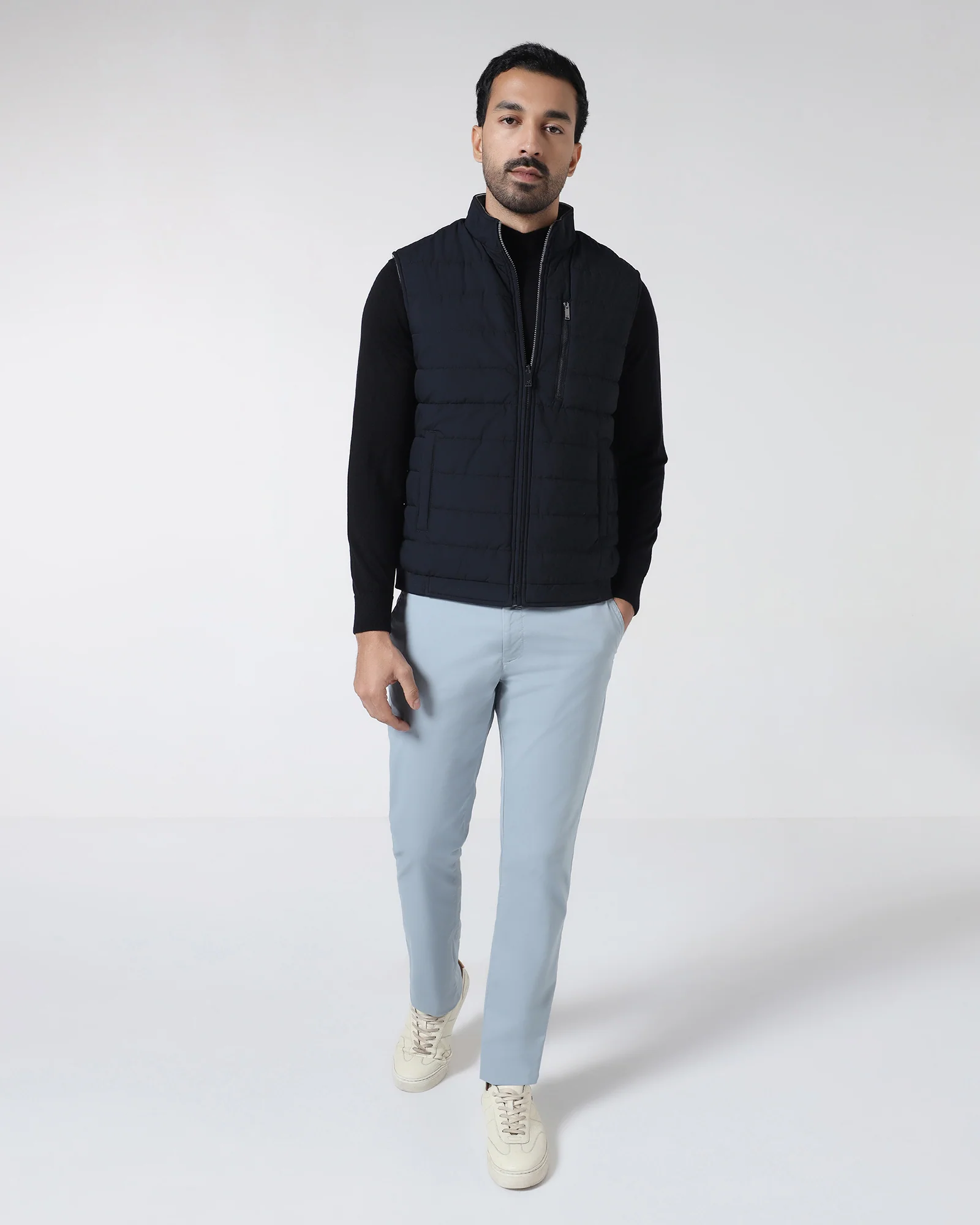 Navy Reversible Solid Zipper Jacket - Zietro - Image 3