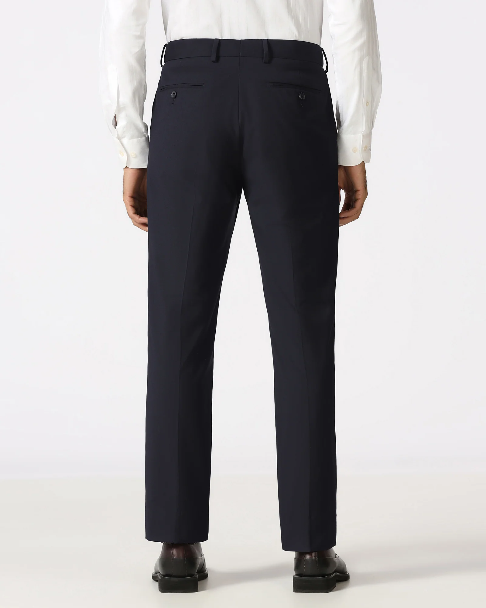 Navy Technowaist Solid Trouser - John - Image 2