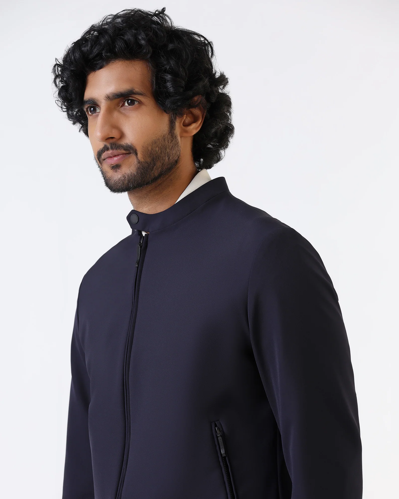 Navy TechPro Solid Zipper Jacket - Samsara - Image 4