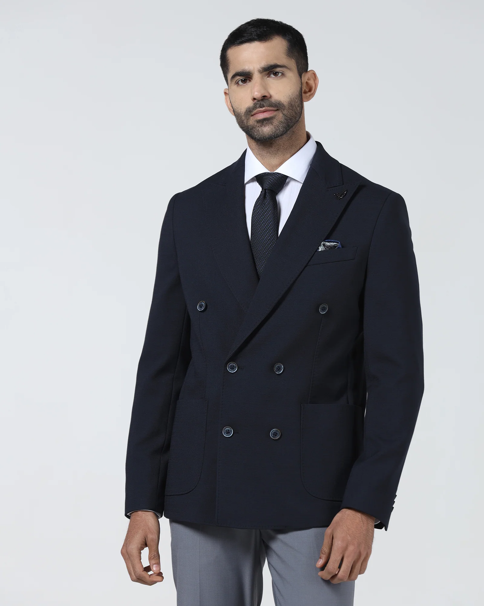 Navy Textured Blazer - Denzel