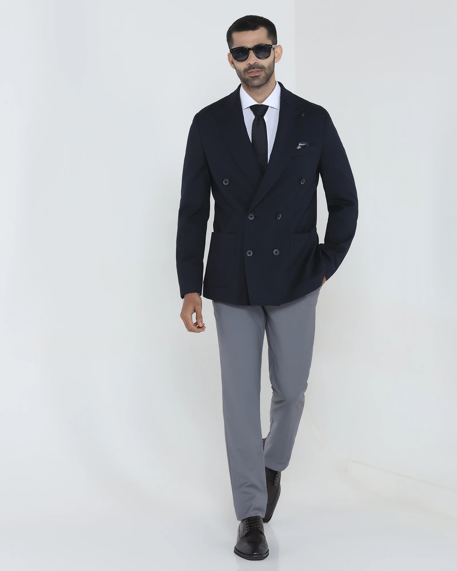 Navy Textured Blazer - Denzel - Image 6