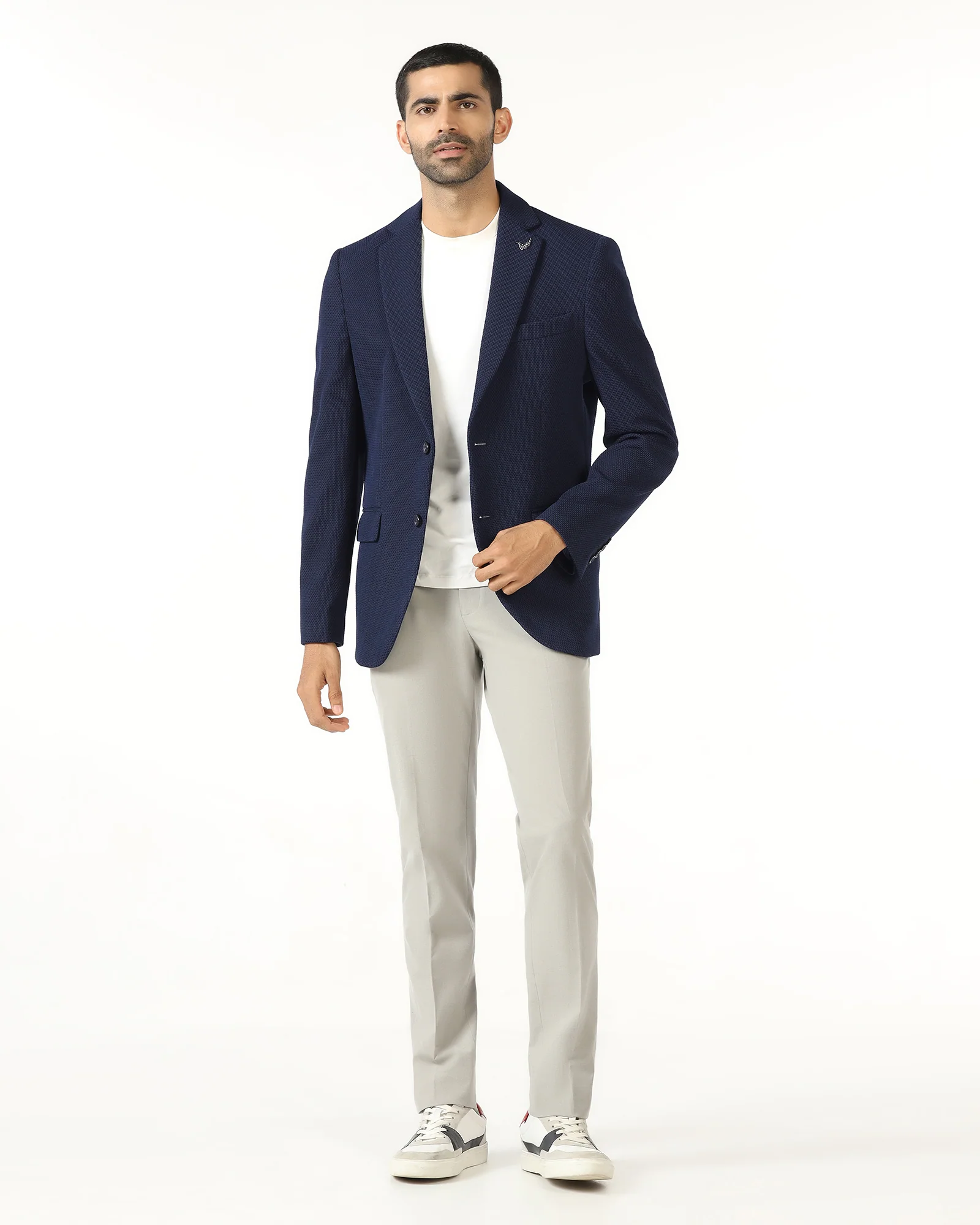 Navy Textured Blazer - Campari - Image 6