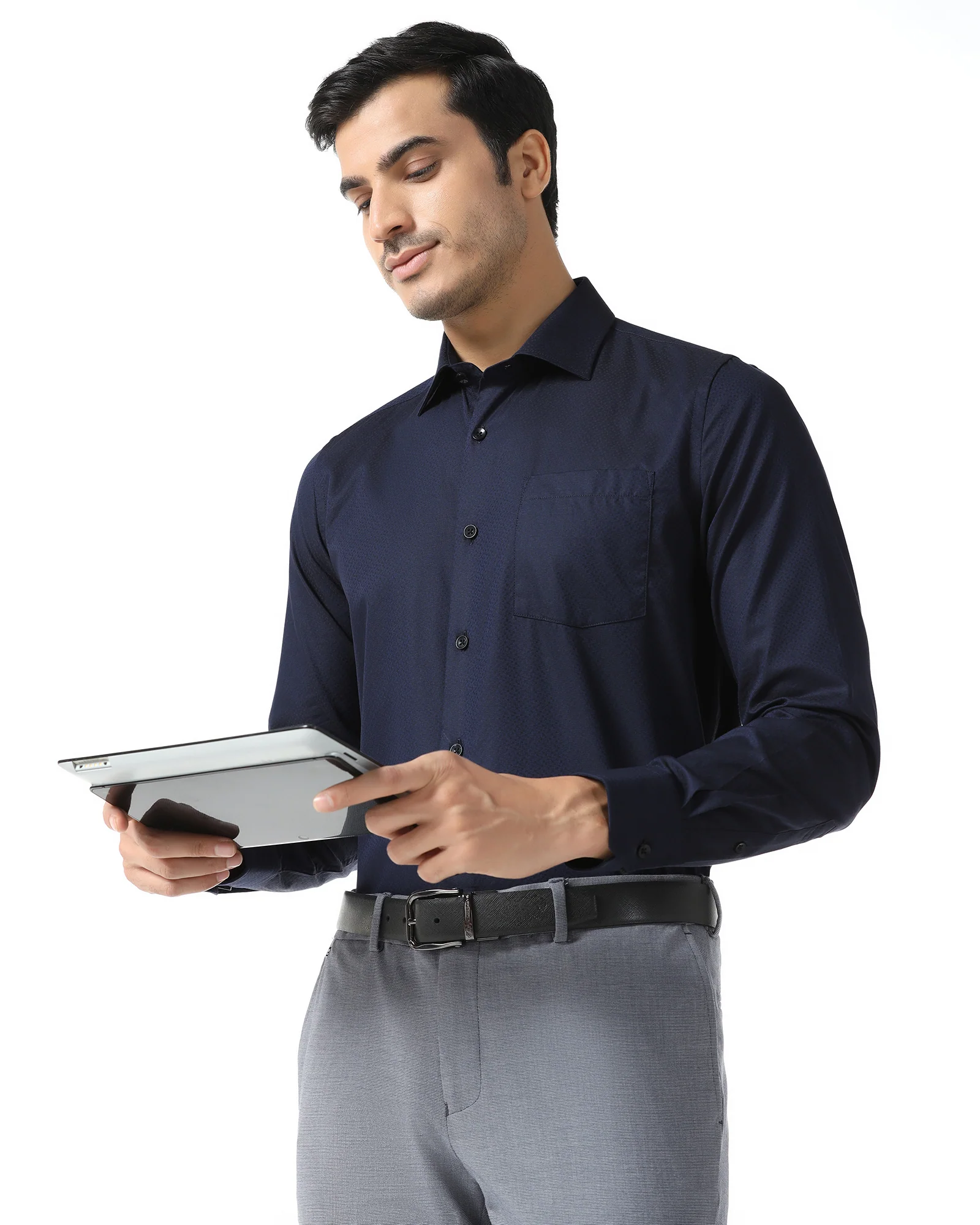 Navy Textured Shirt - Regard